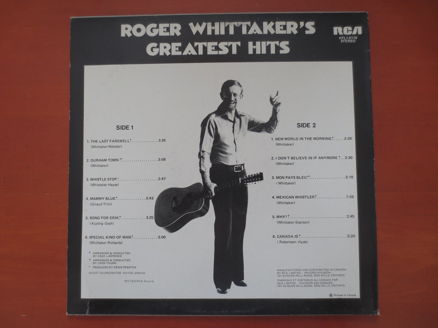 ROGER WHITTAKER, Greatest Hits, Folk Records, Country Records, Vintage Vinyl, Record Vinyl, Records, Vinyl Lp, 1975 Records