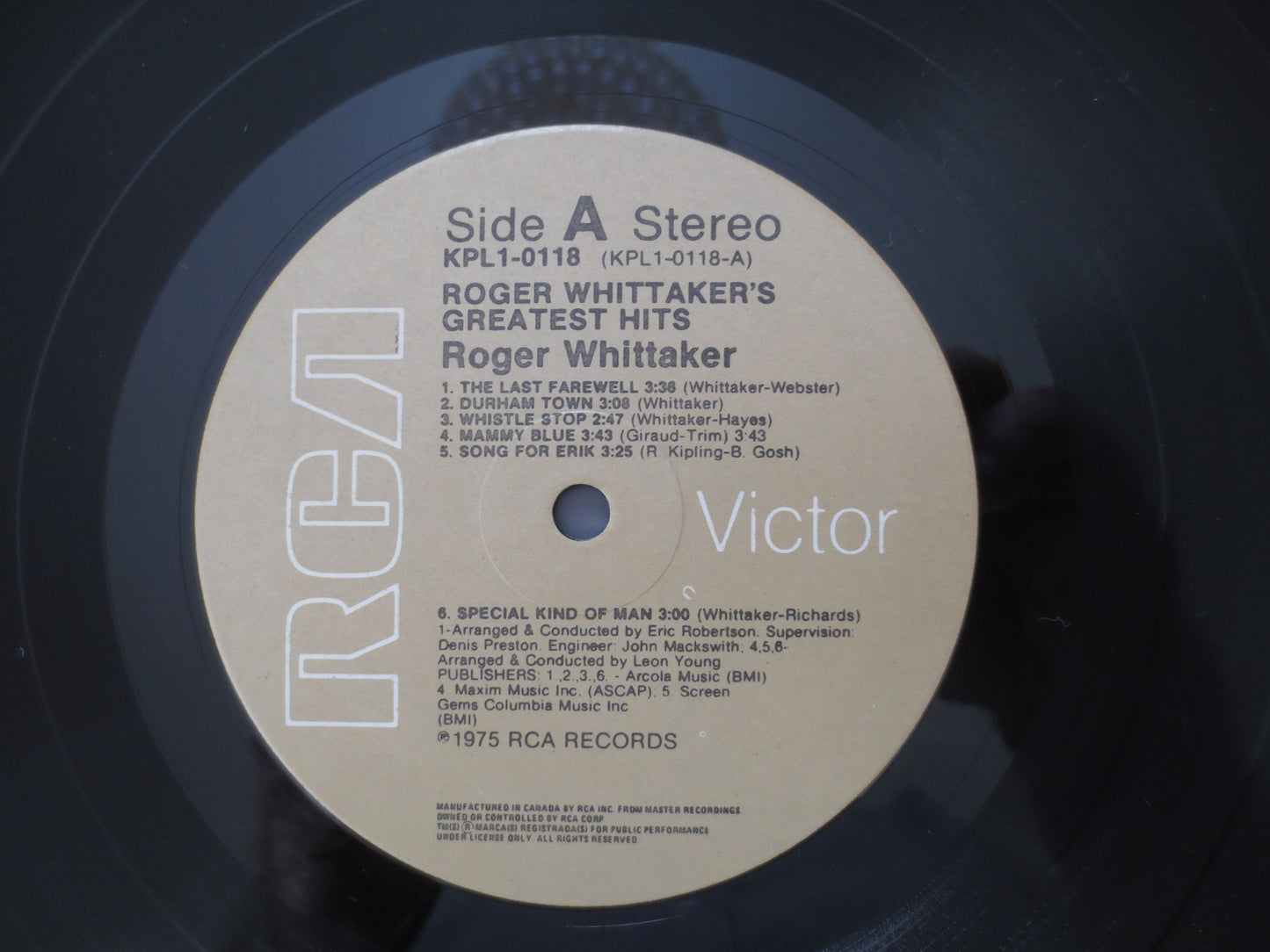 ROGER WHITTAKER, Greatest Hits, Folk Records, Country Records, Vintage Vinyl, Record Vinyl, Records, Vinyl Lp, 1975 Records