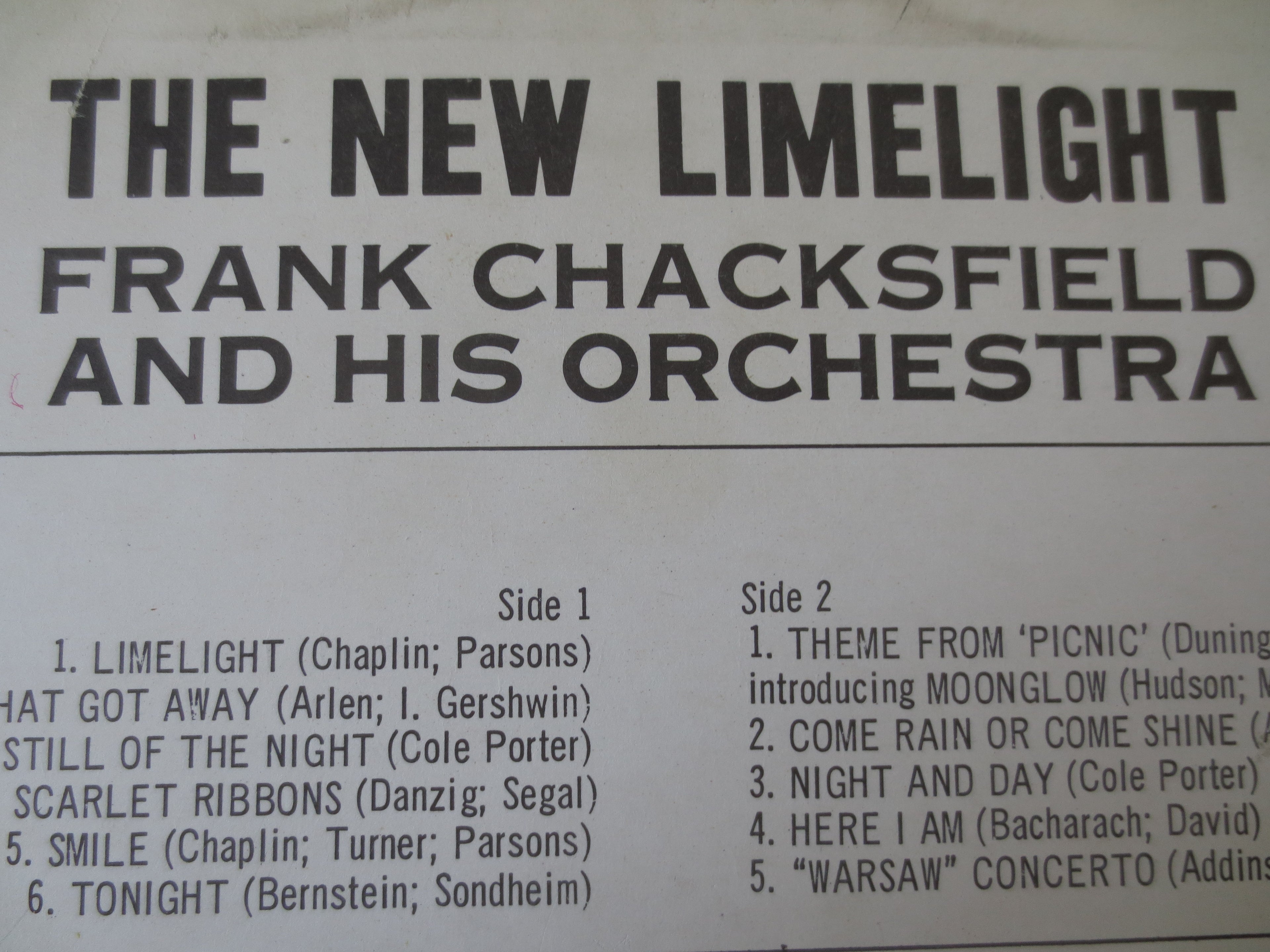 Frank Chacksfield – The New Limelight (1965) Vinyl LP