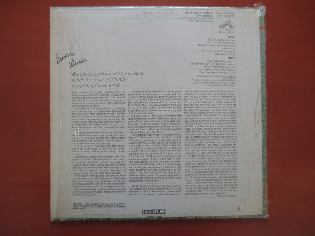 Harry Belafonte – On Campus (1967) Vinyl LP