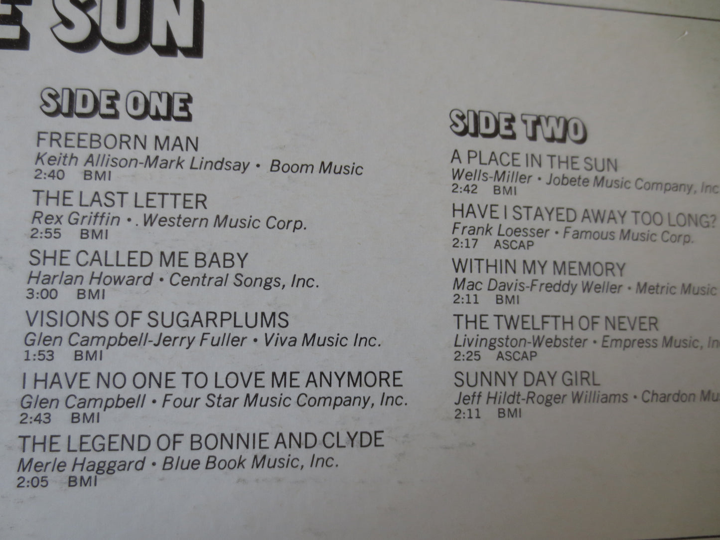 GLEN CAMPBELL Album, A New Place In The SUN, Glen Campbell Vinyl, Glen Campbell Lp, Country Record, Vinyl Lps, 1968 Records