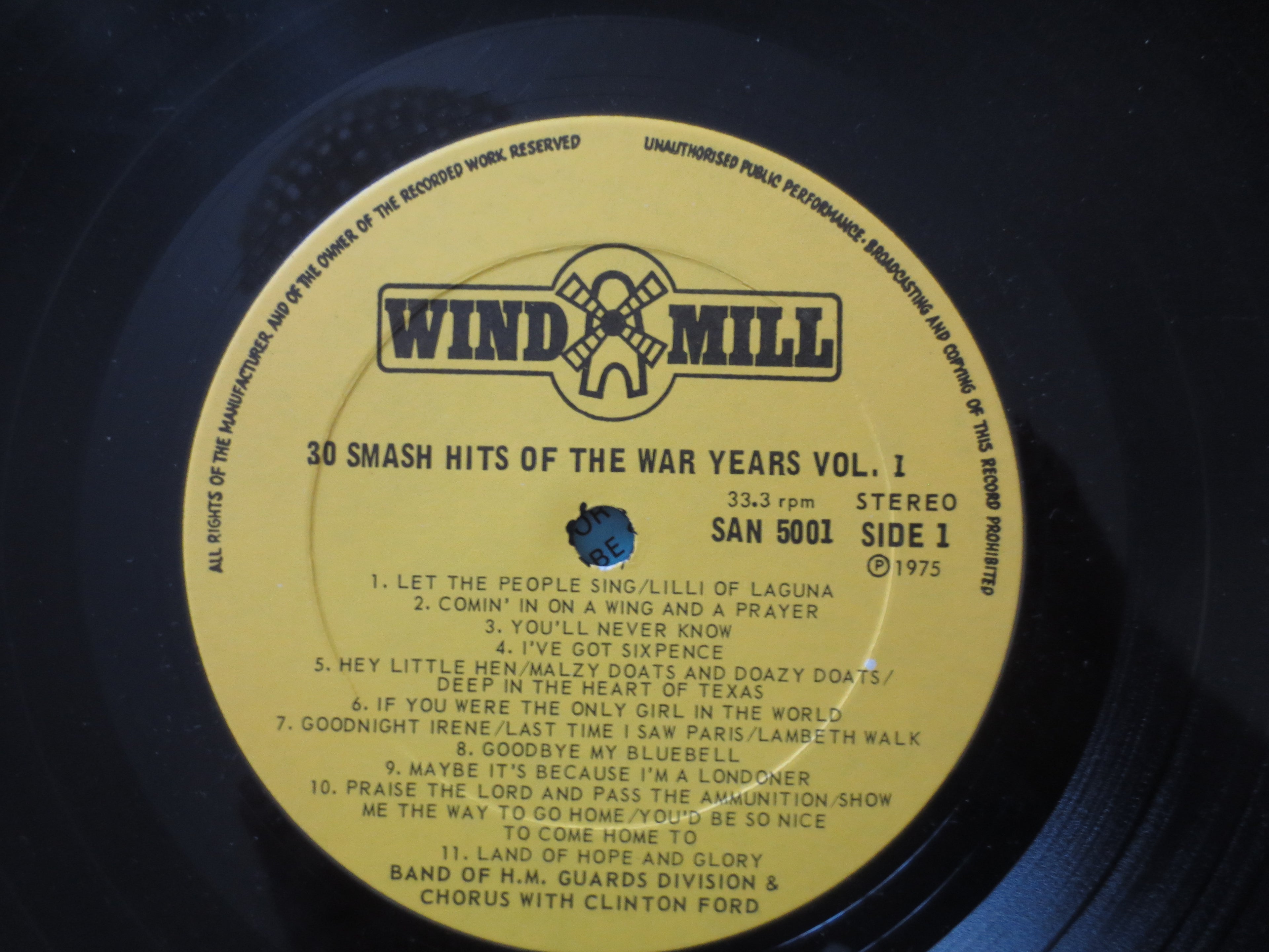 30 Smash Hits of the War Years (1975) Vinyl LP