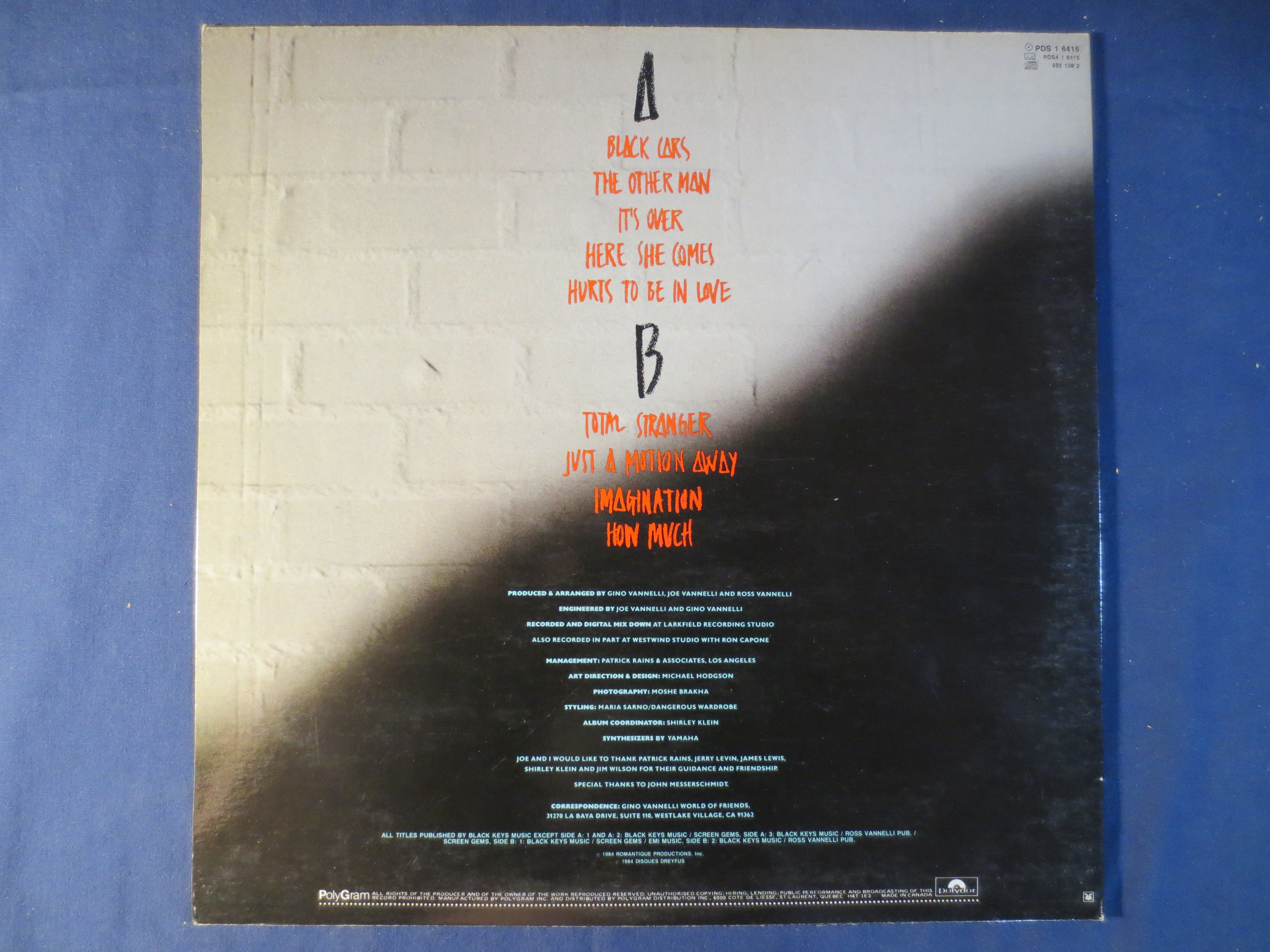 Gino Vannelli – Black Cars (1984) Vinyl LP