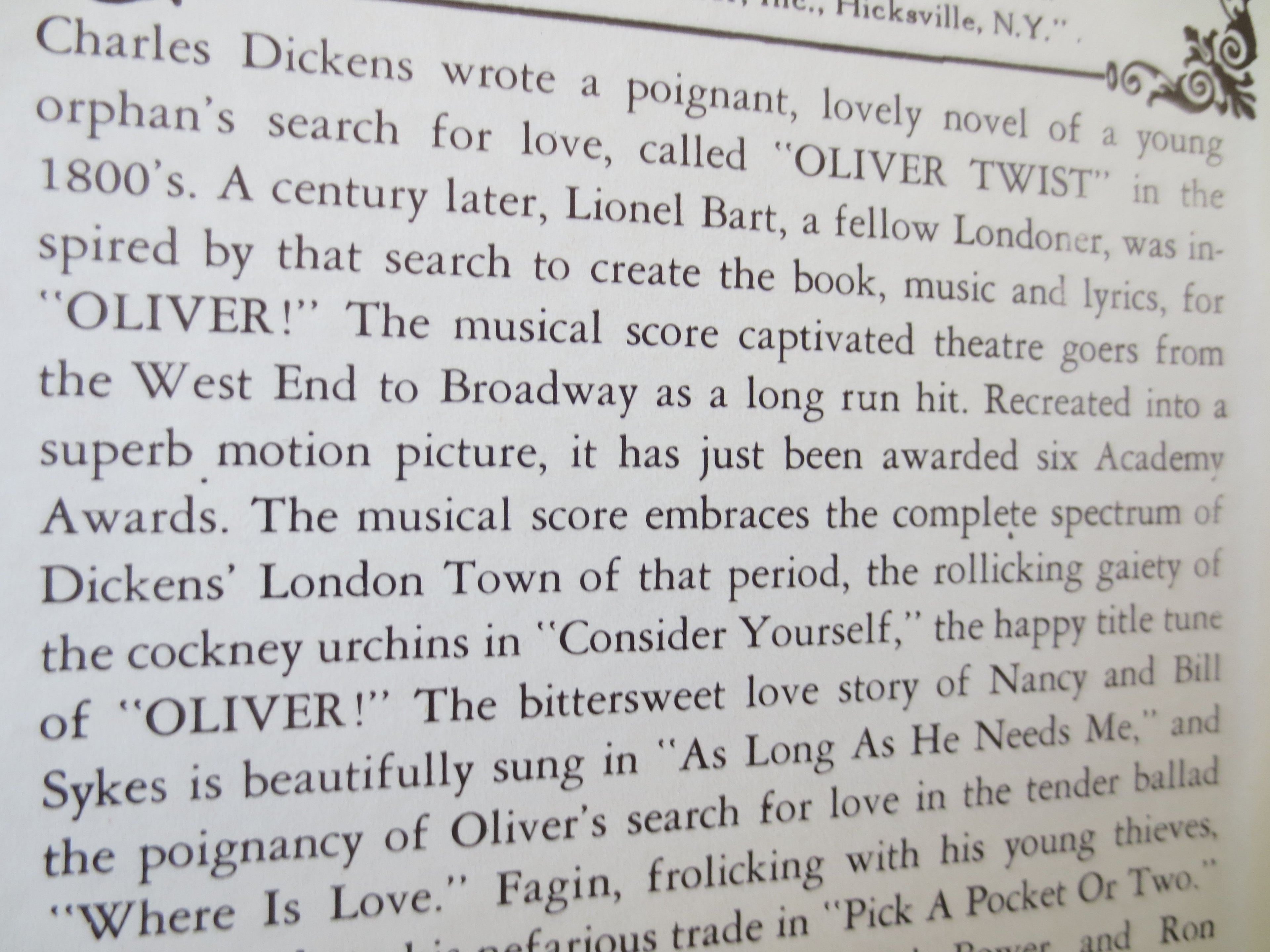 Oliver! – Original Soundtrack (Pickwick, 1967) Vinyl LP