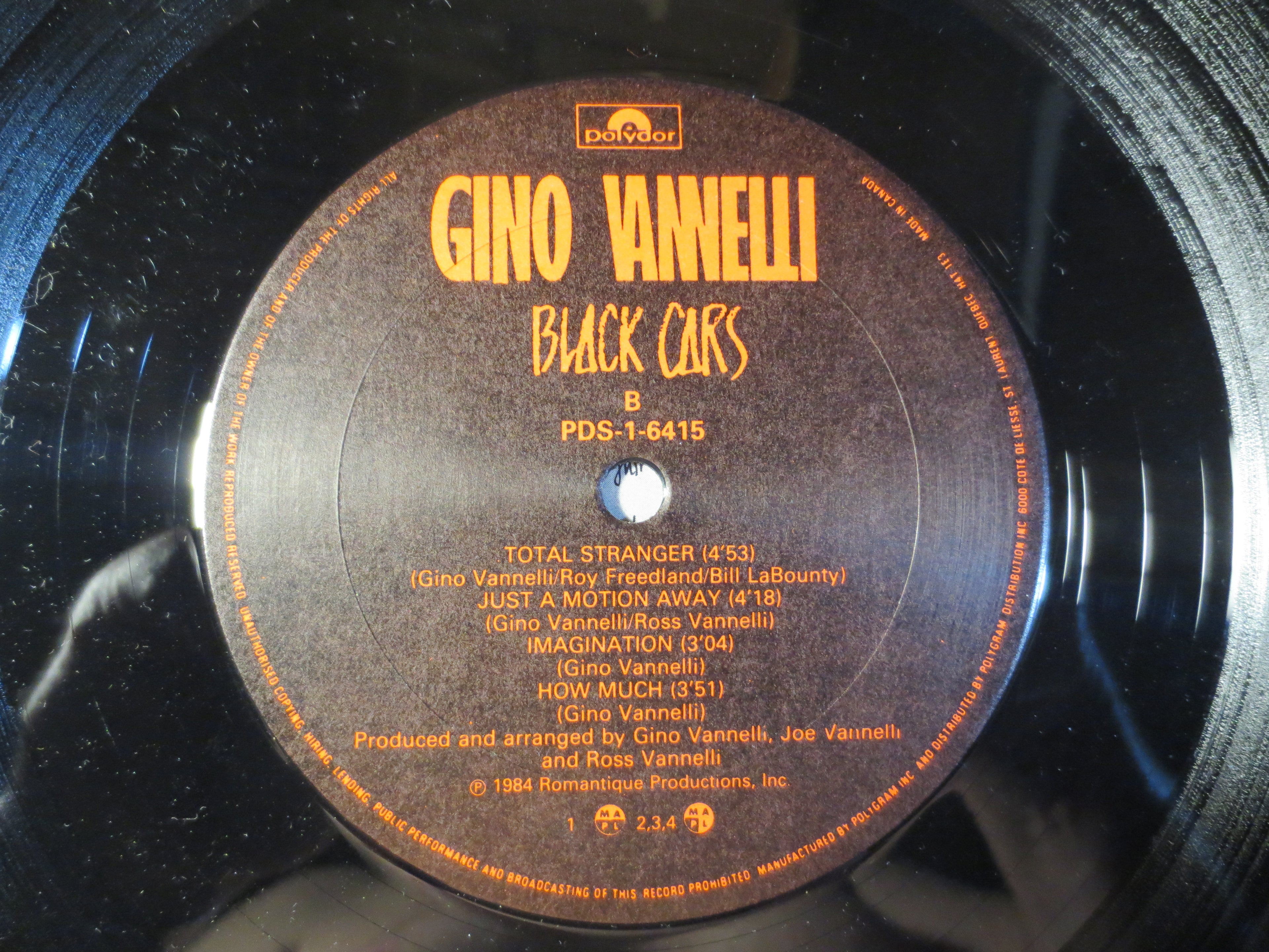 Gino Vannelli – Black Cars (1984) Vinyl LP