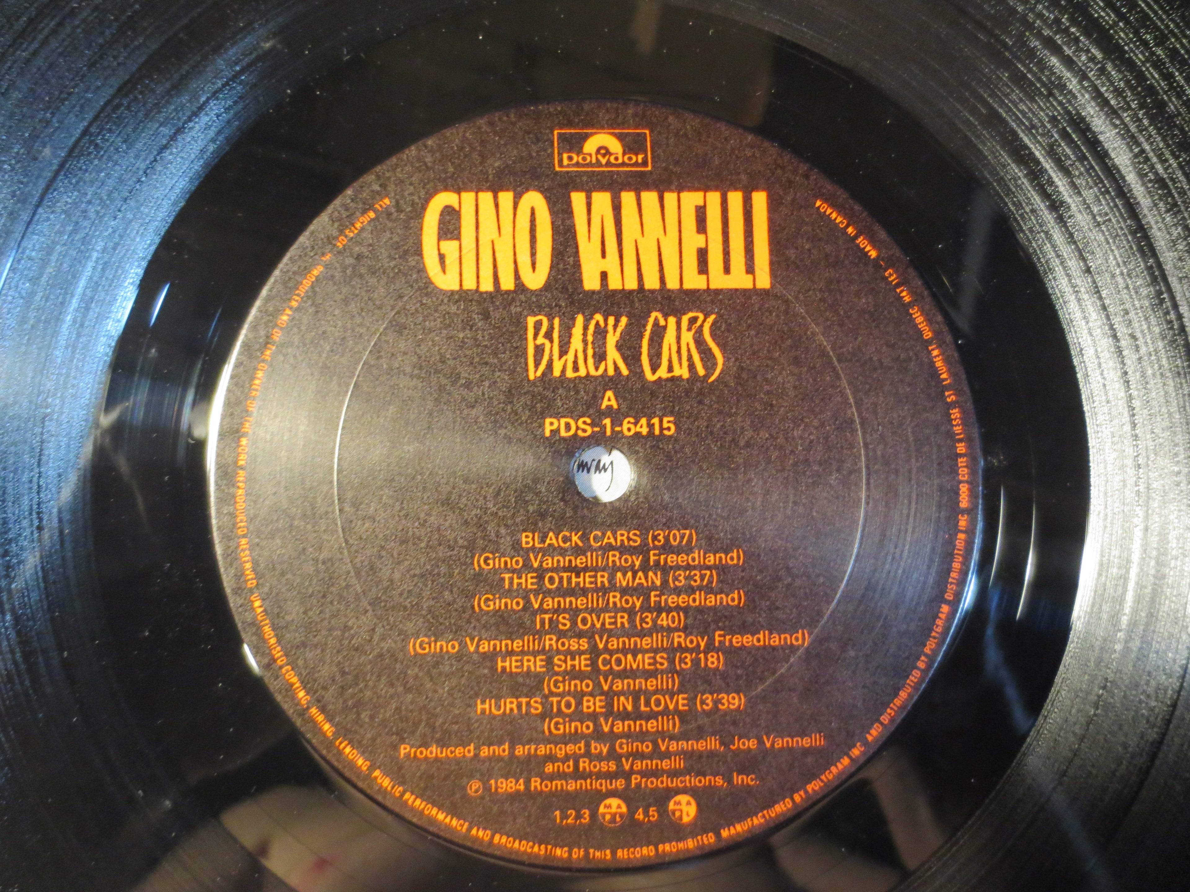 Gino Vannelli – Black Cars (1984) Vinyl LP