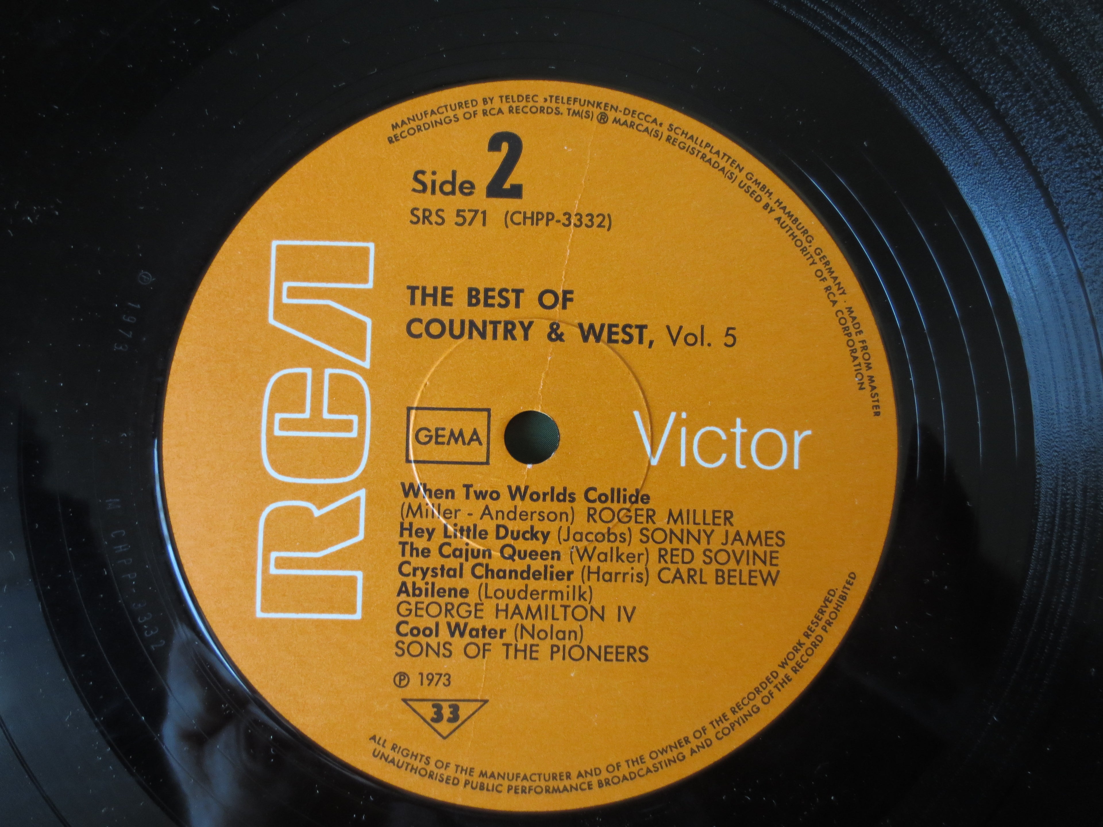 Best of Country & West Vol. 5 (1973) Vinyl LP