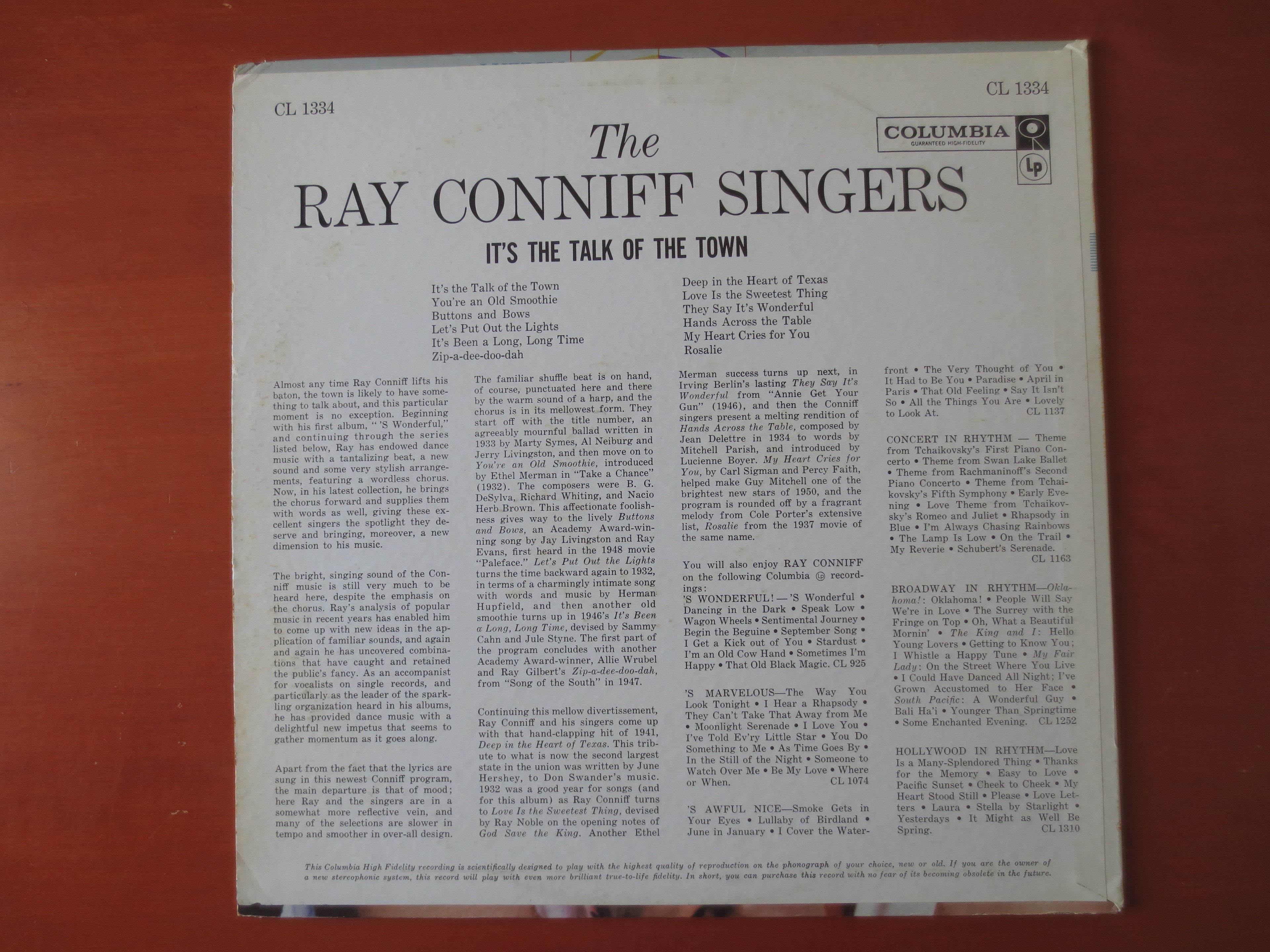 Ray Conniff – It's the Talk of the Town (1959) Vinyl LP