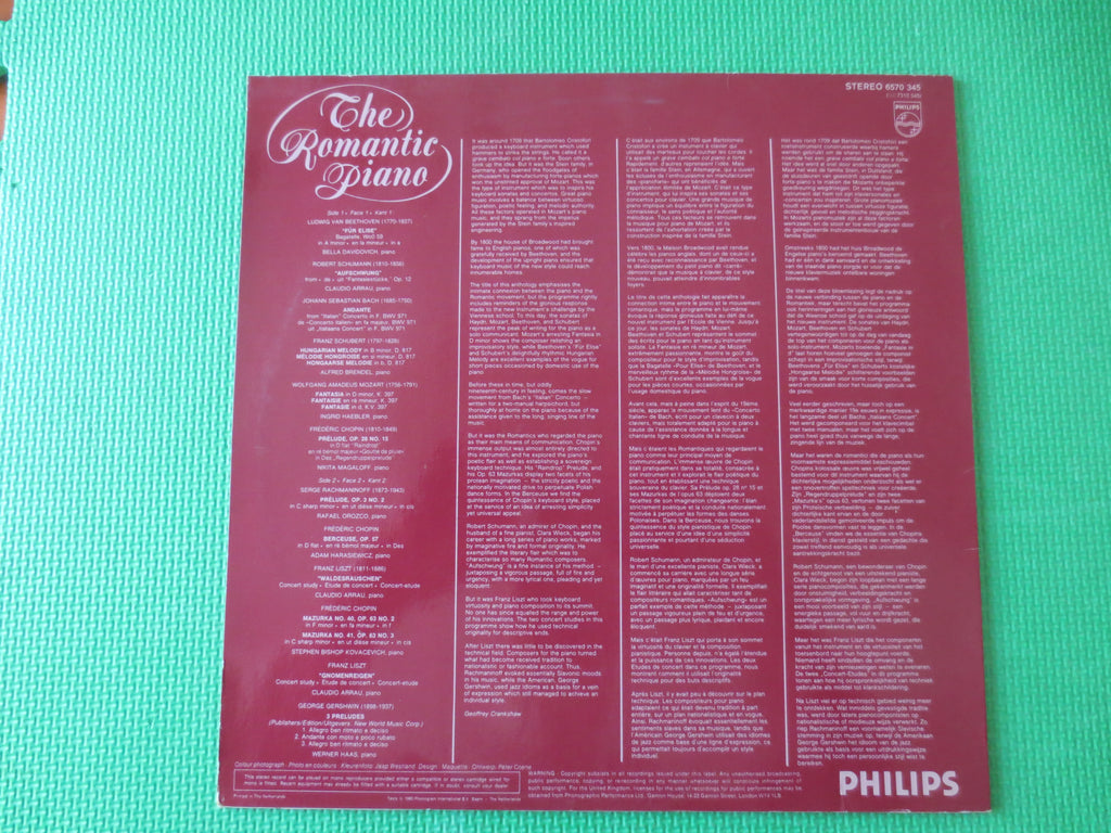 The Romantic Piano – Beethoven, Mozart, Chopin & More (1980) Vinyl LP