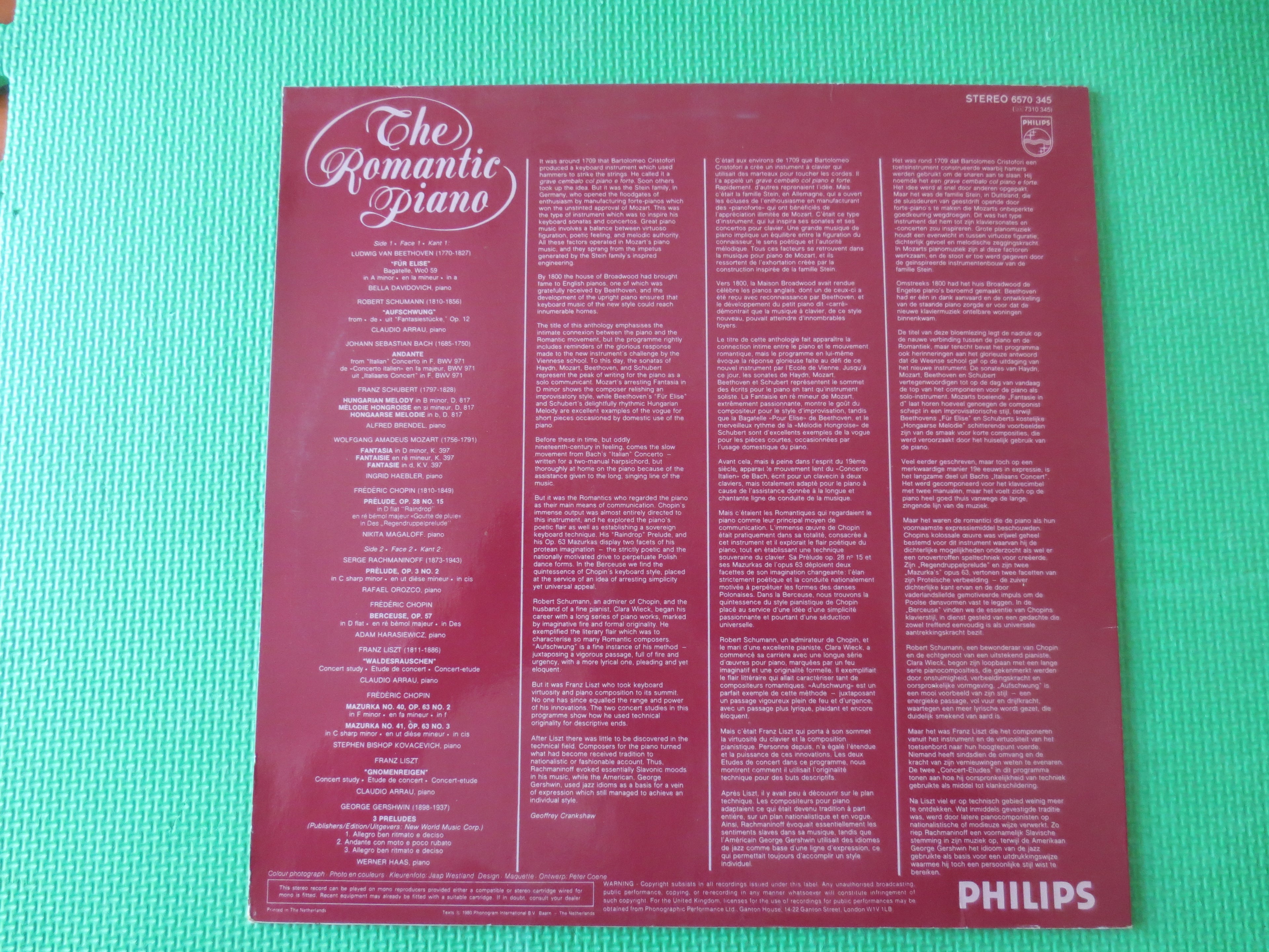 The Romantic Piano – Beethoven, Mozart, Chopin & More (1980) Vinyl LP