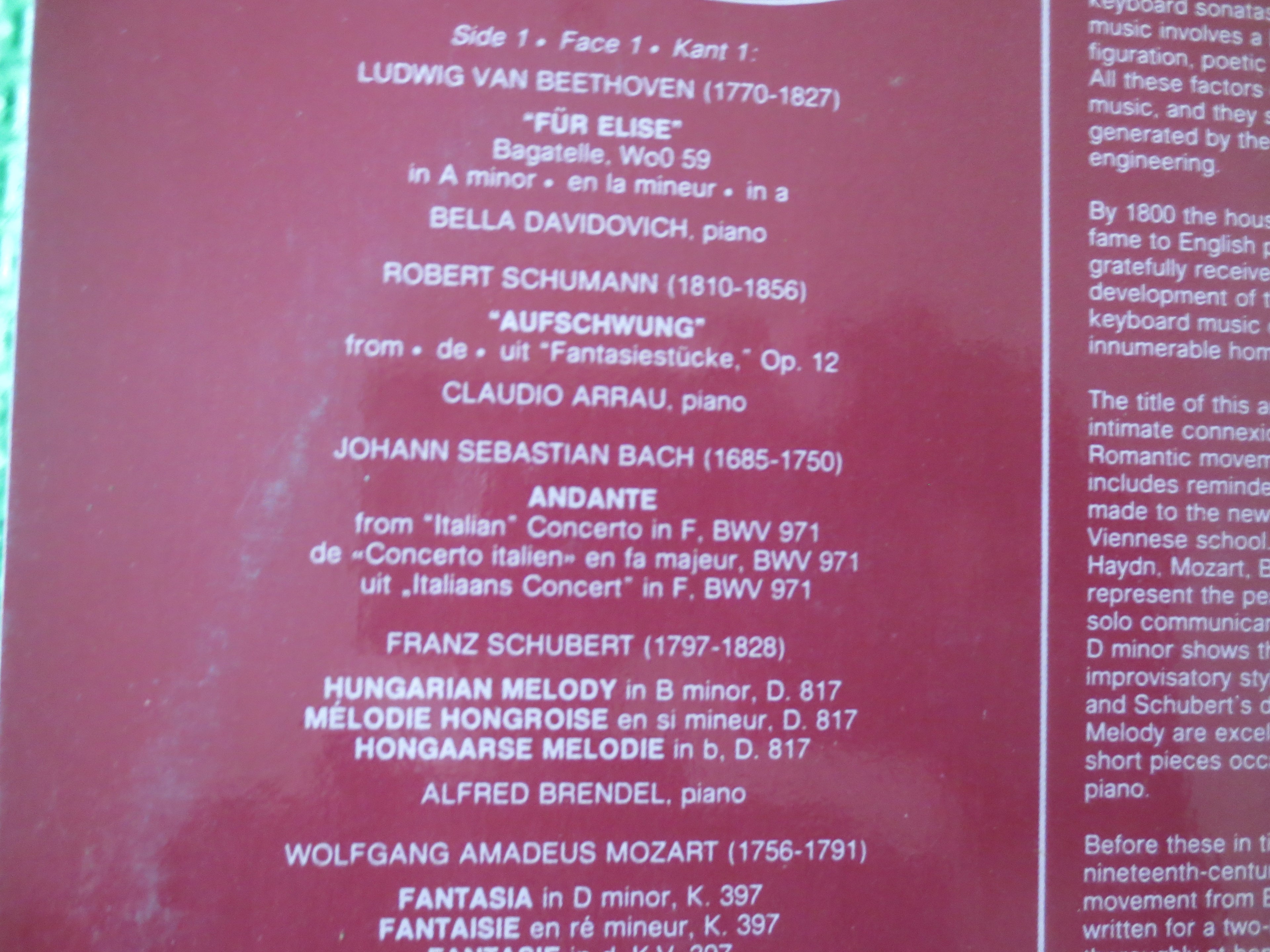 The Romantic Piano – Beethoven, Mozart, Chopin & More (1980) Vinyl LP