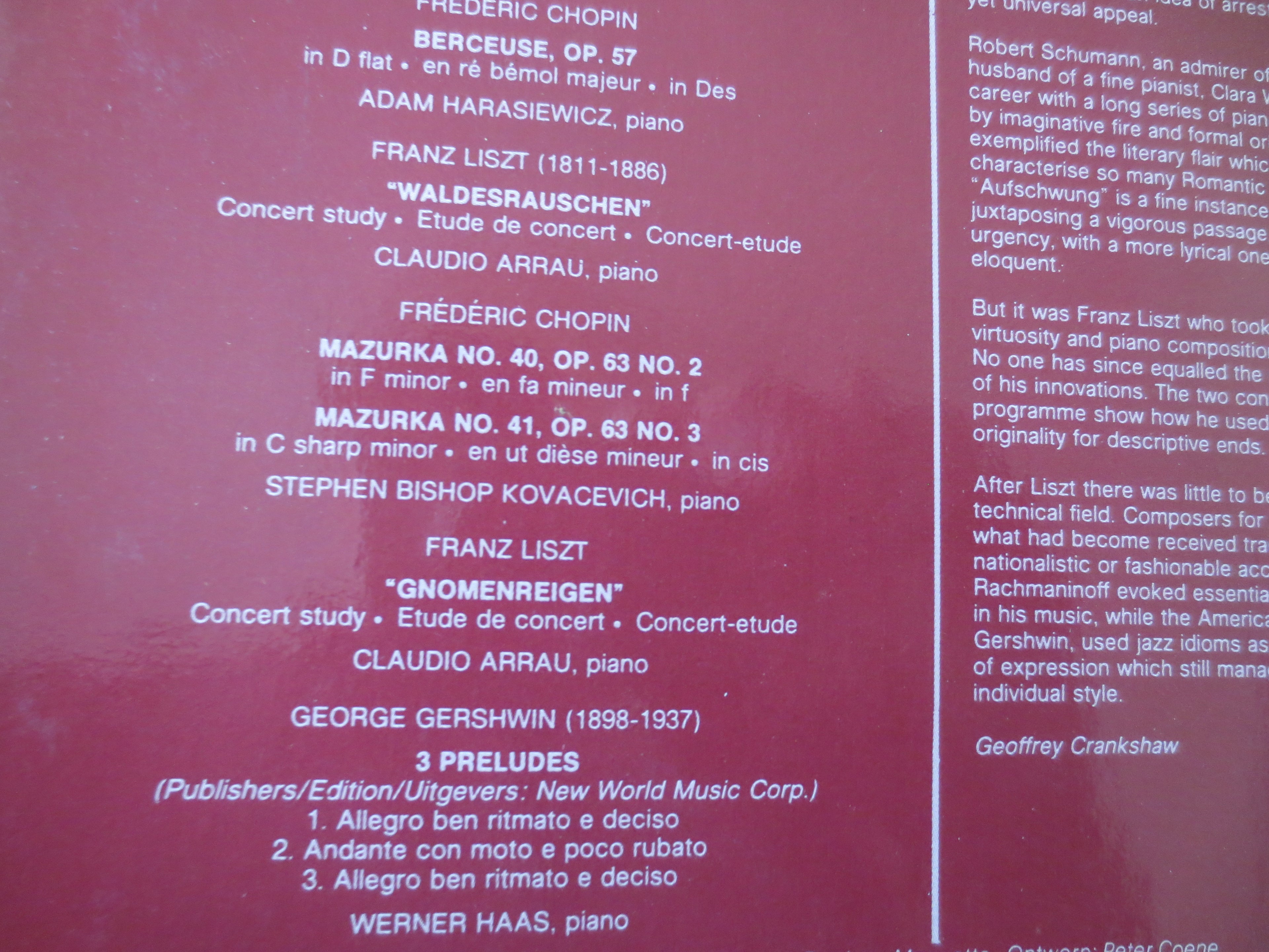 The Romantic Piano – Beethoven, Mozart, Chopin & More (1980) Vinyl LP
