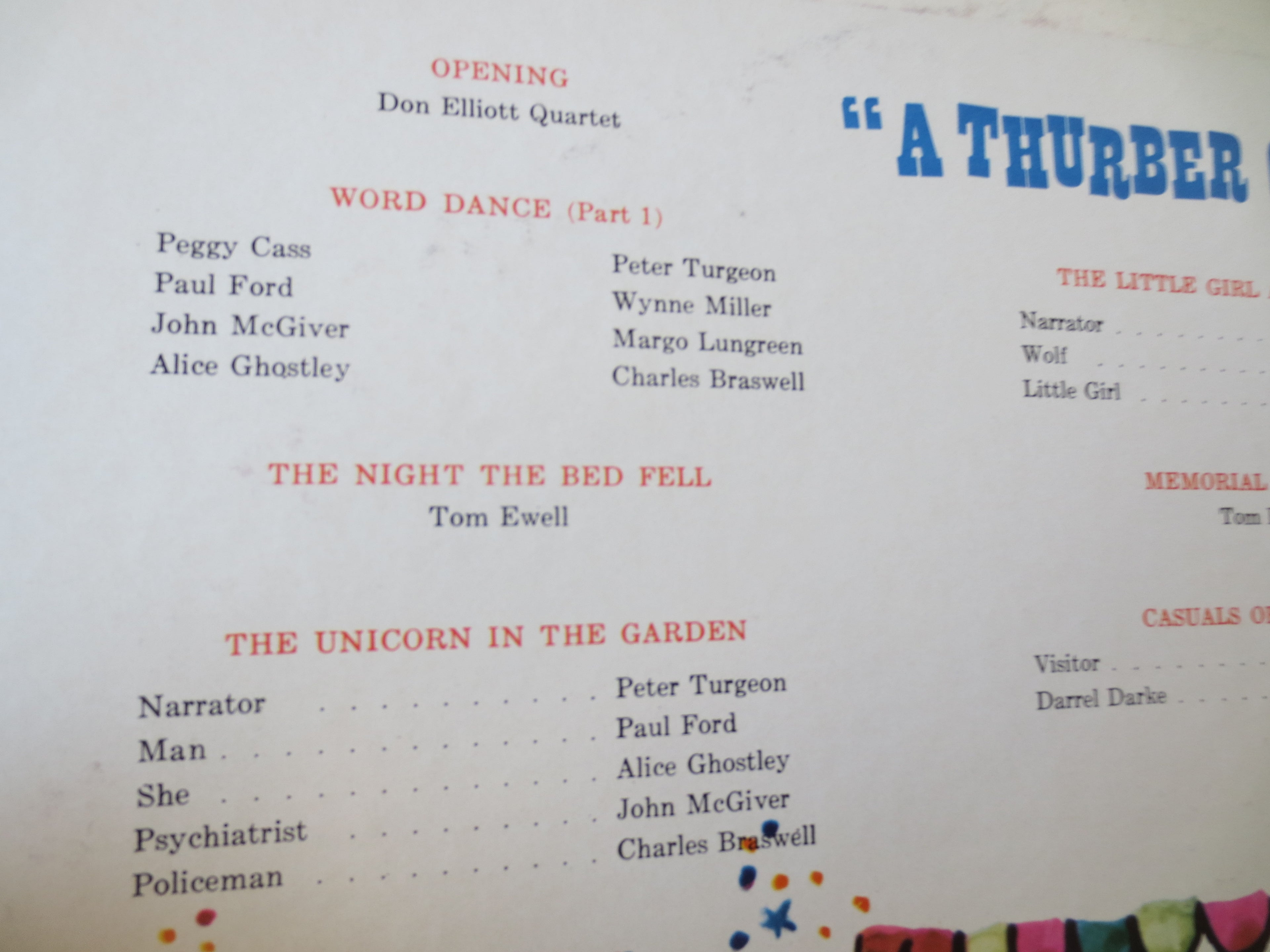 A THURBER CARNIVAL, SOUNDTRACK Album, Soundtrack Albums, Screen Albums, Vinyl Lp, Stage Albums, Soundtrack Lps, 1960 Record