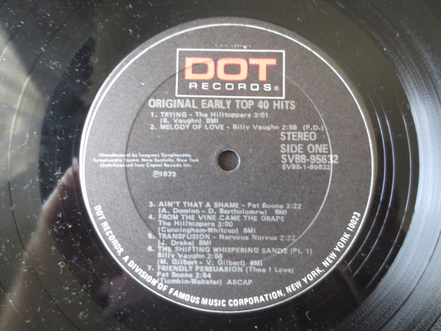 DOT RECORDS, Original Top 40 HITS, 2 Records, Tab Hunter Records, Surfaris Records, Pop Album, Vinyl Albums, 1973 Records