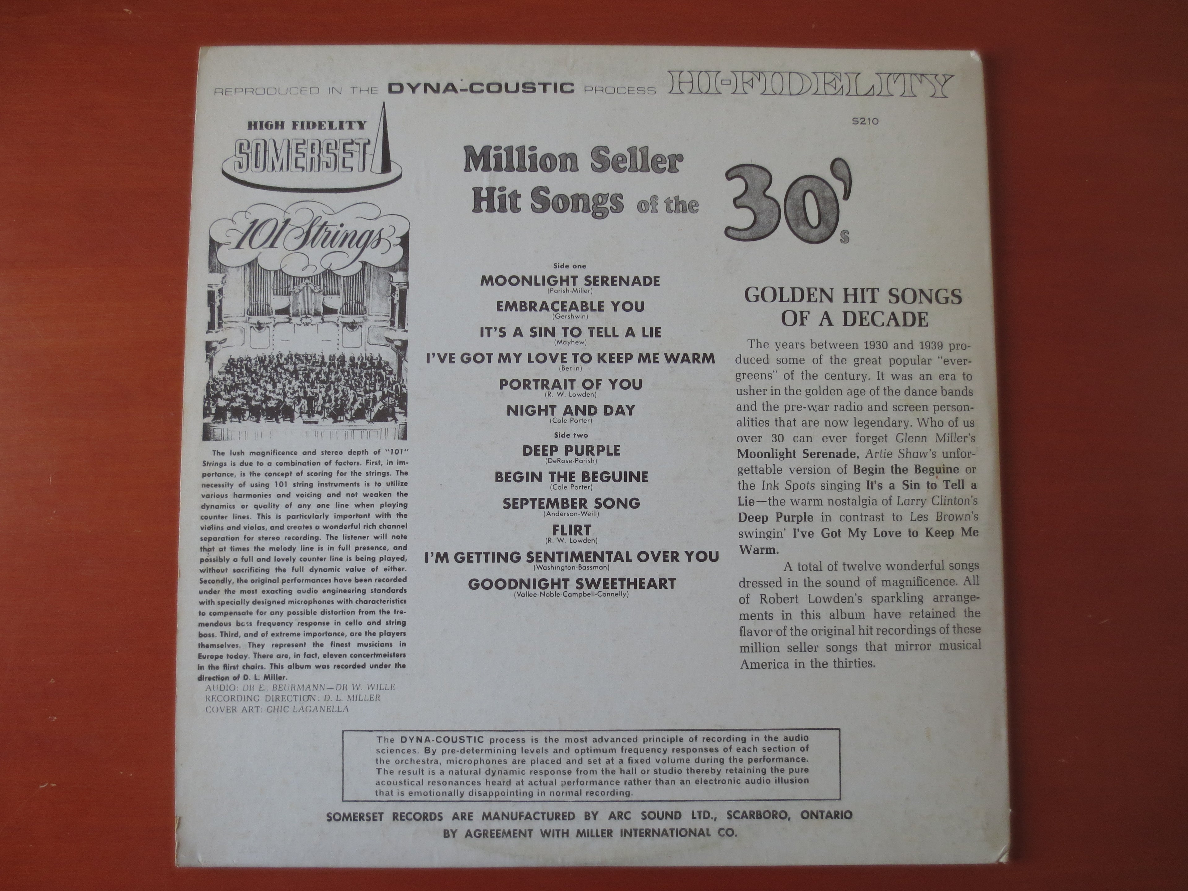 101 Strings – Hits of the 30s (1964) Vinyl LP