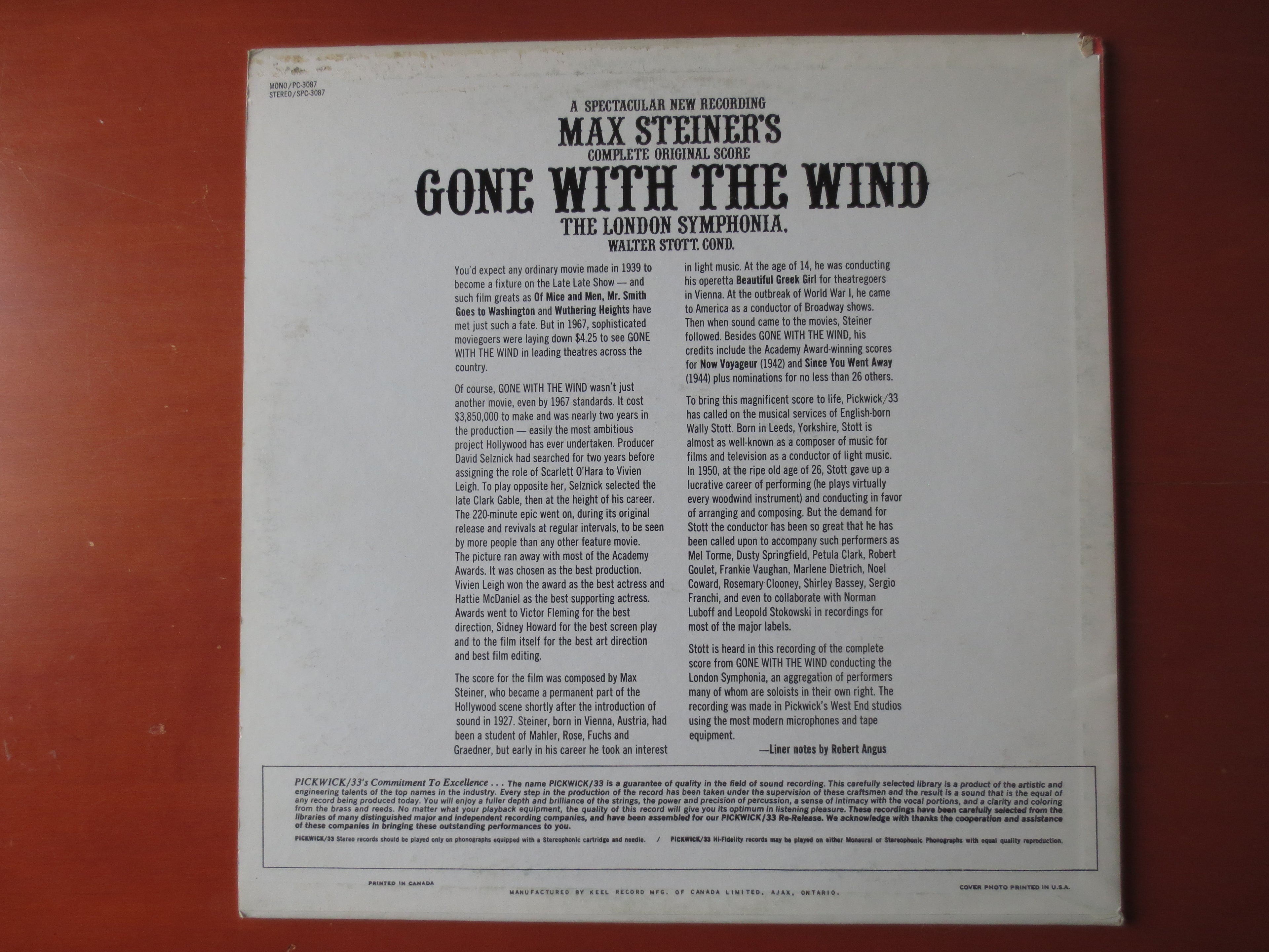 Gone with the Wind – Original Soundtrack (1967) Vinyl LP