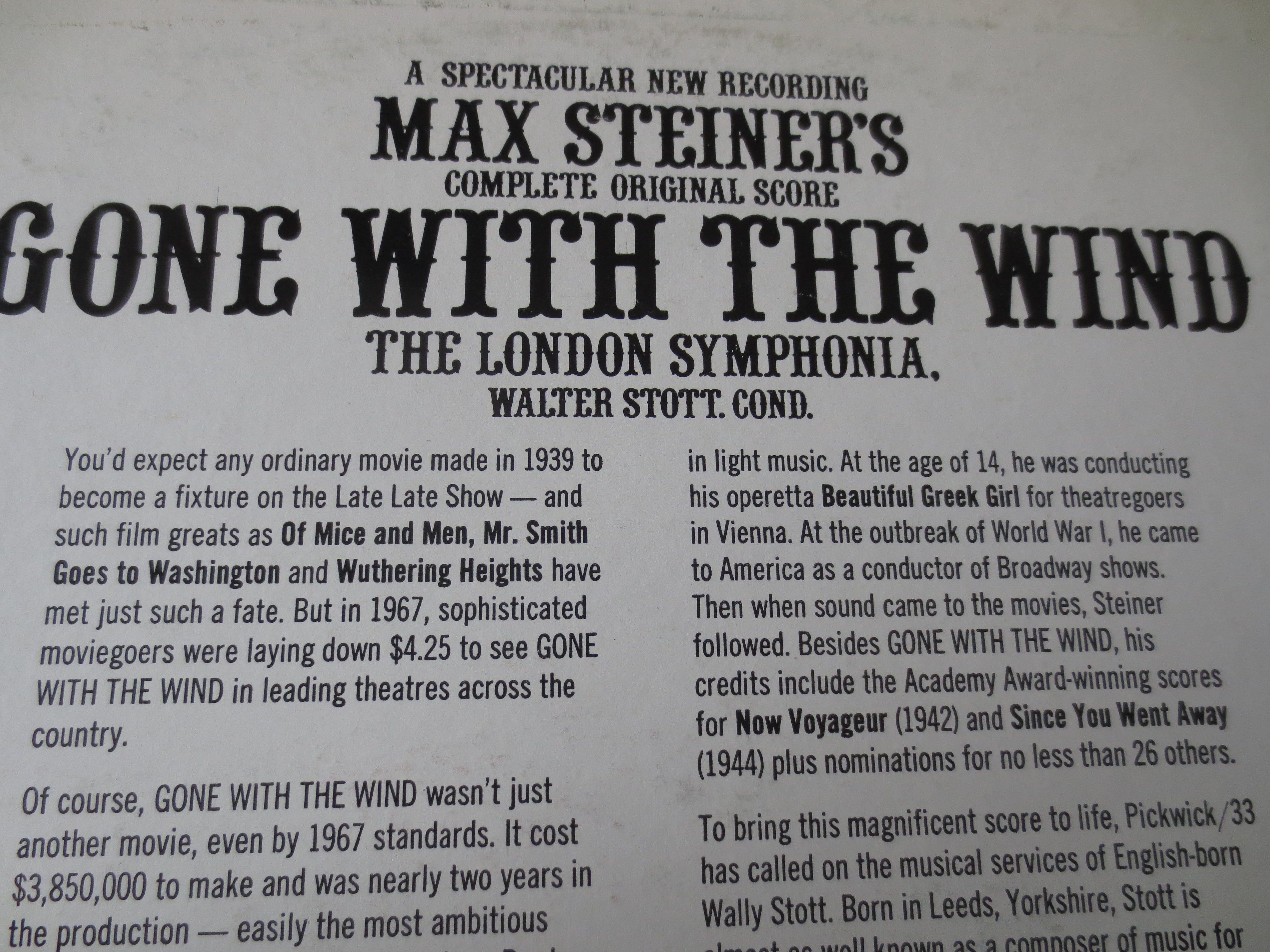Gone with the Wind – Original Soundtrack (1967) Vinyl LP