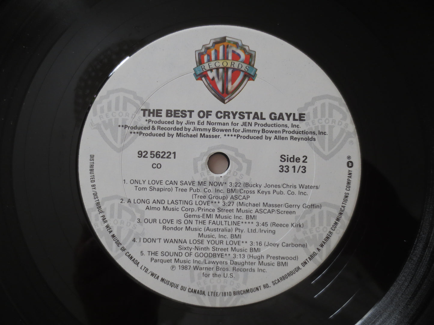CRYSTAL GAYLE, The BEST of, Crystal Gayle Album, Crystal Gayle Vinyl, Crystal Gayle Lp, Country Records, Vinyl, 1987 Record