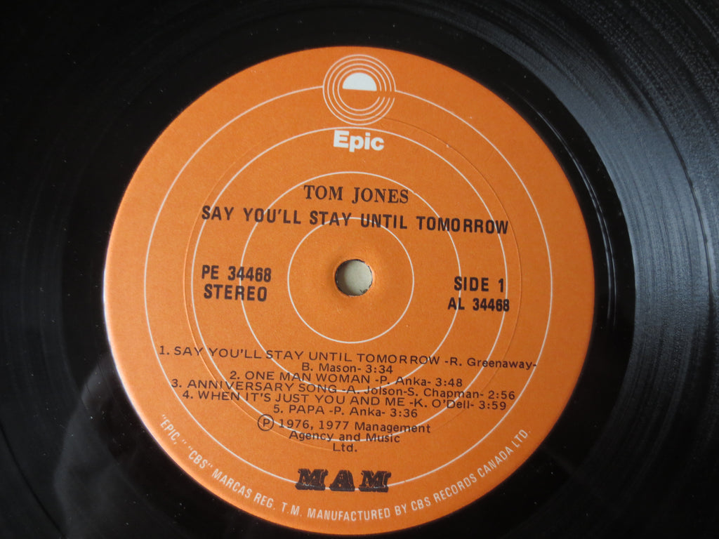Tom Jones – Say You'll Stay Until Tomorrow (1977) Vinyl LP
