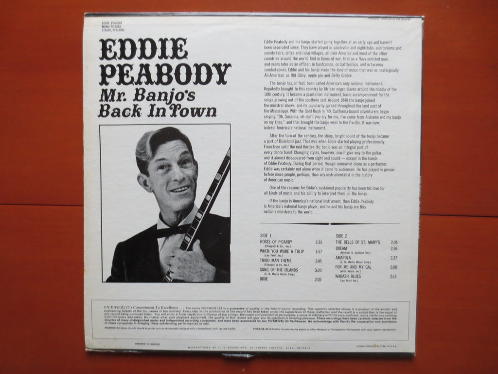 Eddie Peabody – Mr. Banjo's Back in Town (1967) Vinyl LP