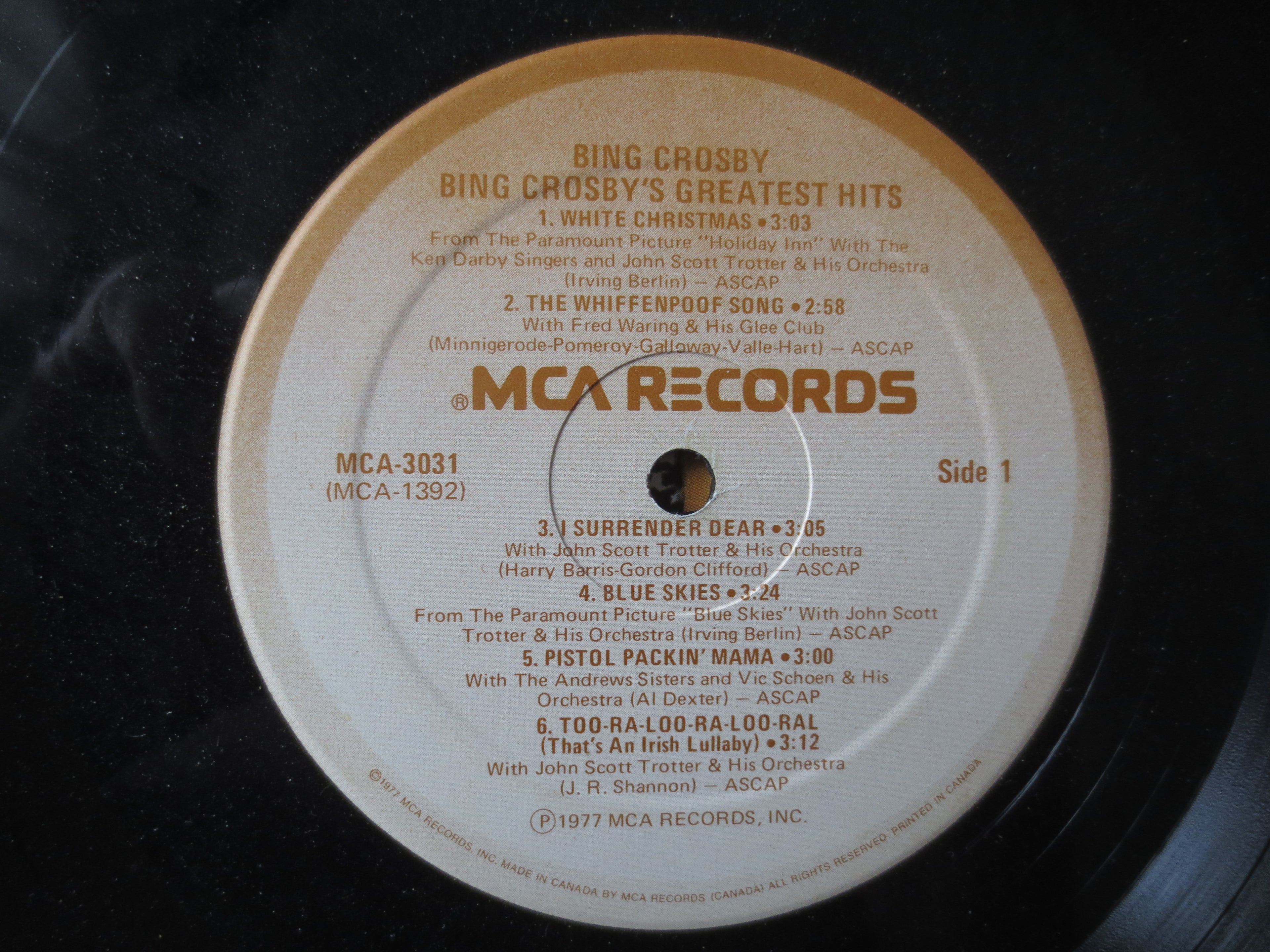 Bing Crosby – Bing Crosby's Greatest Hits (1977) Vinyl LP