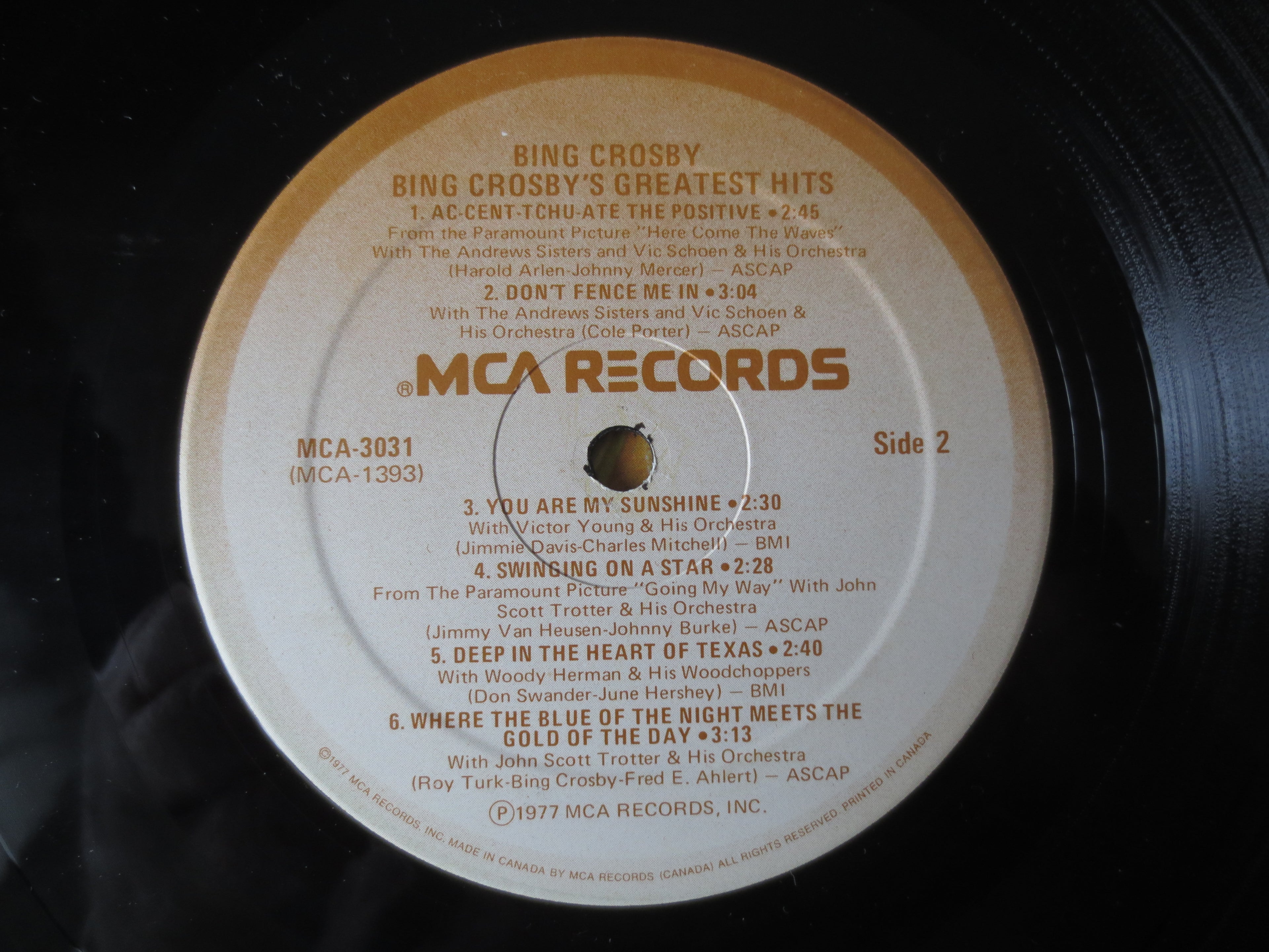 Bing Crosby – Bing Crosby's Greatest Hits (1977) Vinyl LP