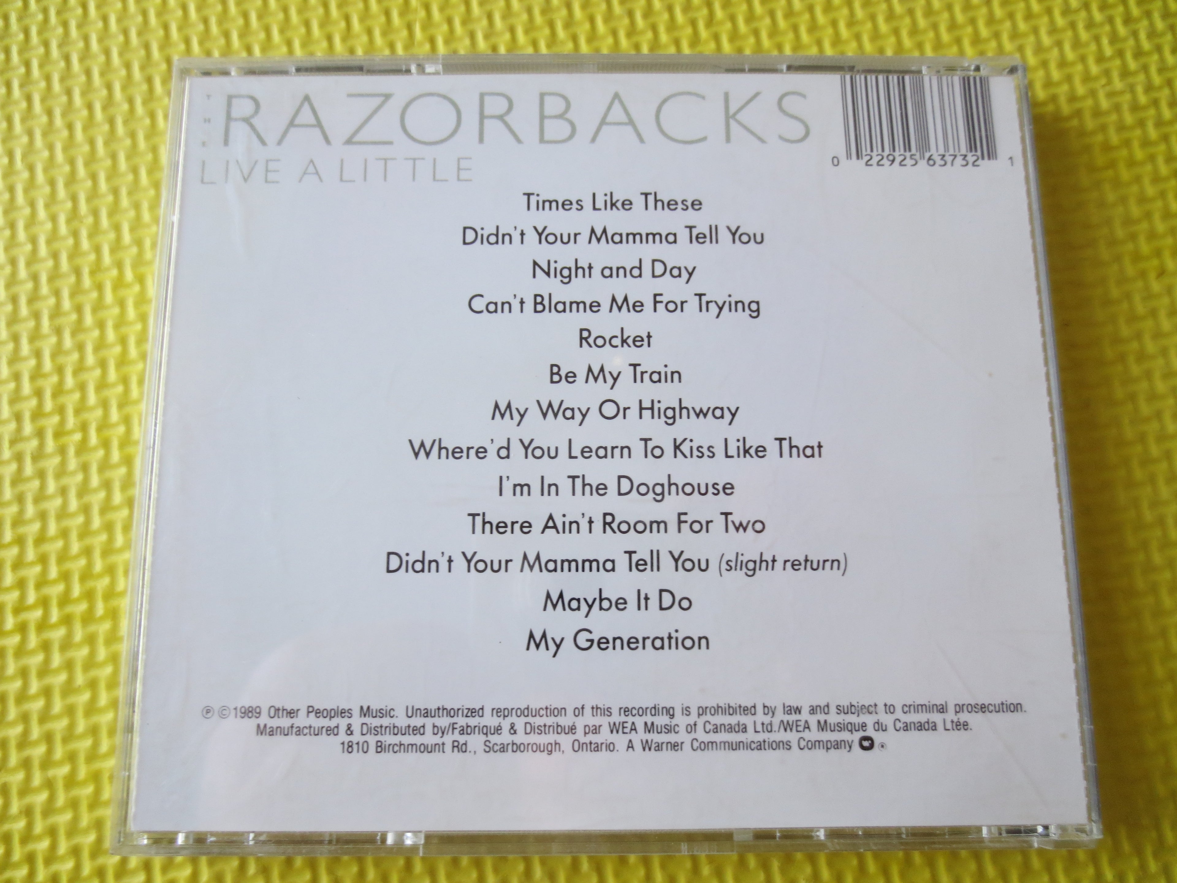 Razorbacks – Live a Little (1989) CD