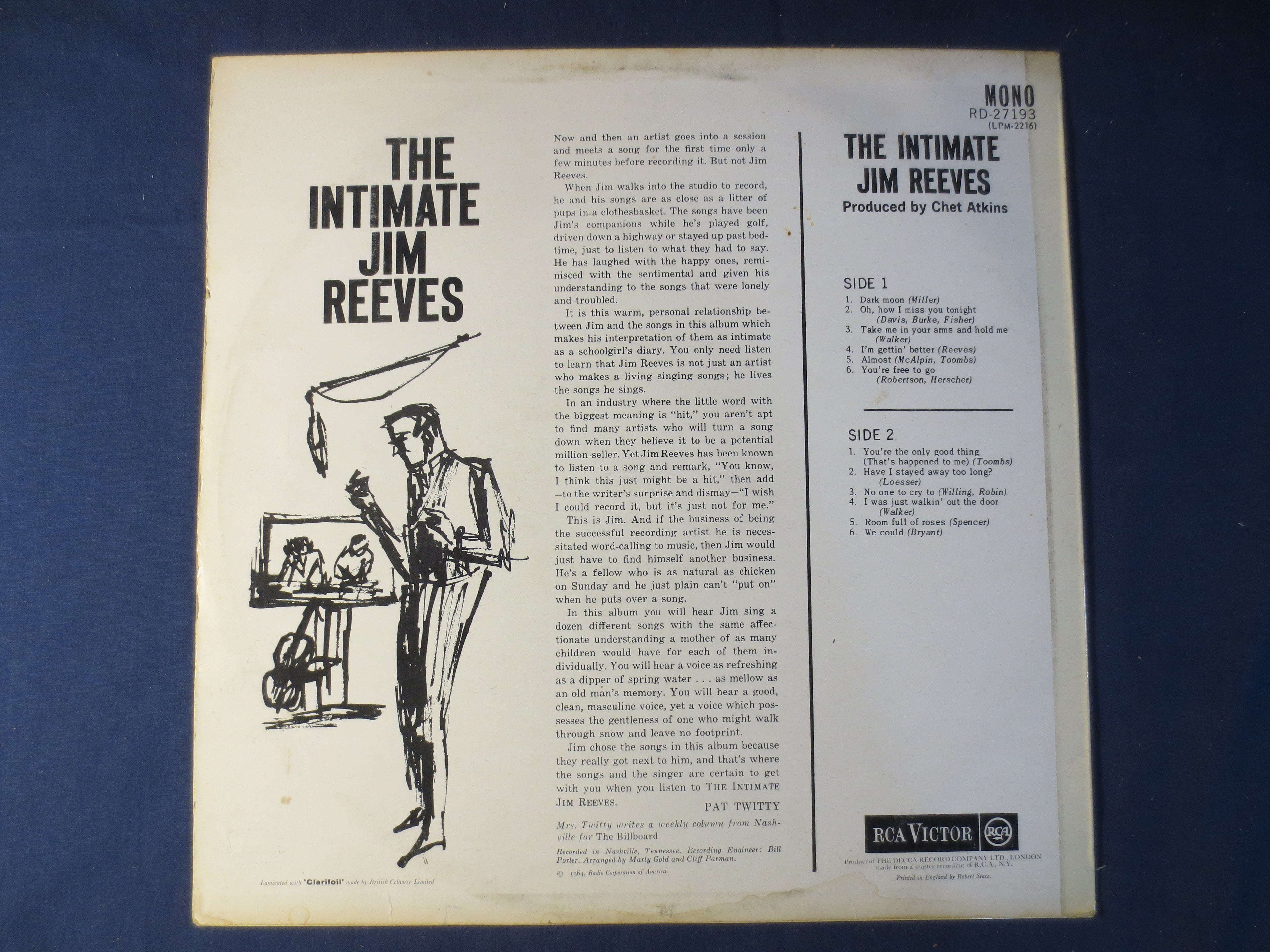 Jim Reeves – The Intimate Jim Reeves (1964) Vinyl LP