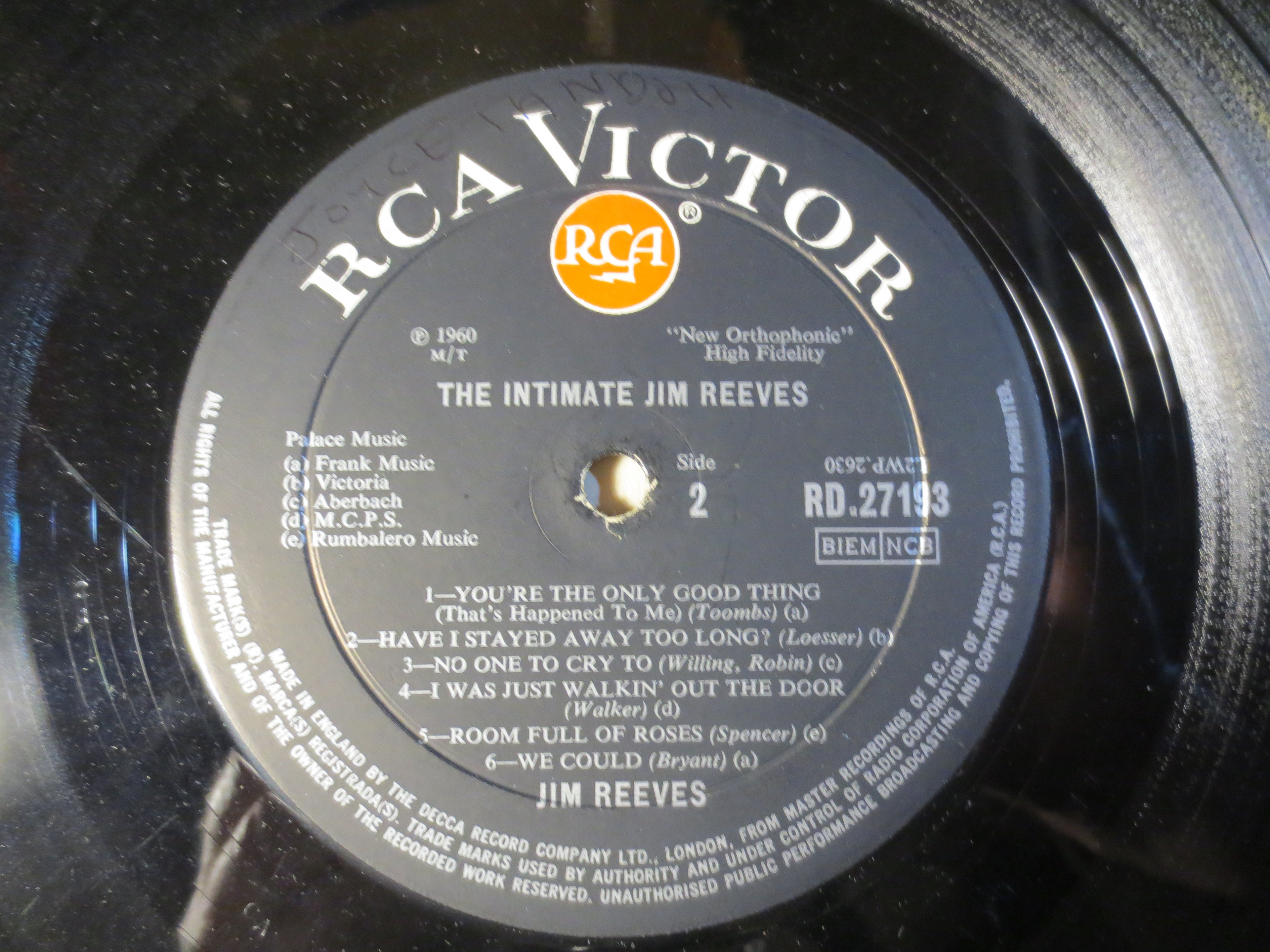 Jim Reeves – The Intimate Jim Reeves (1964) Vinyl LP
