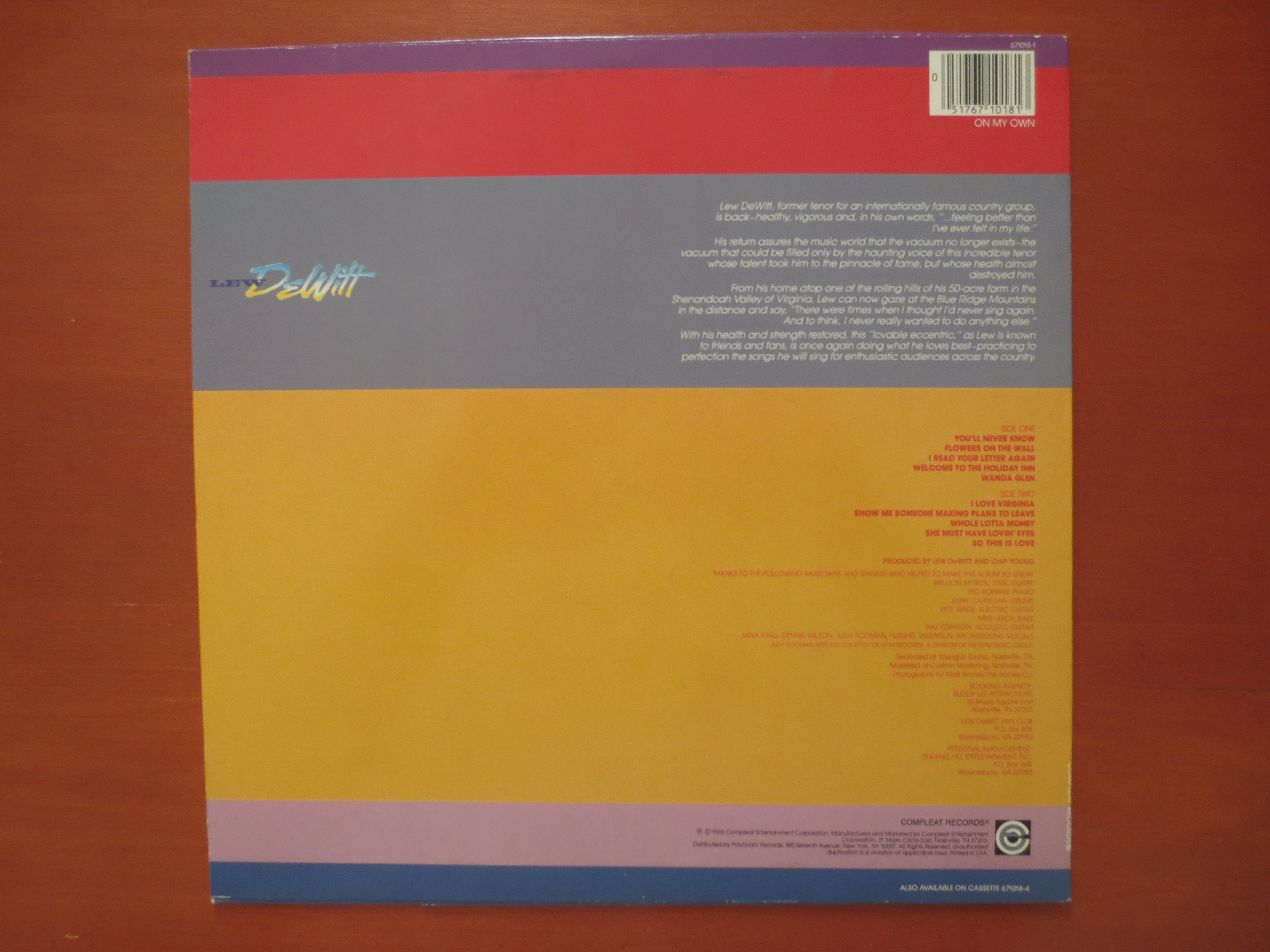 Lew DeWitt – On My Own (1985) [Vinyl LP]
