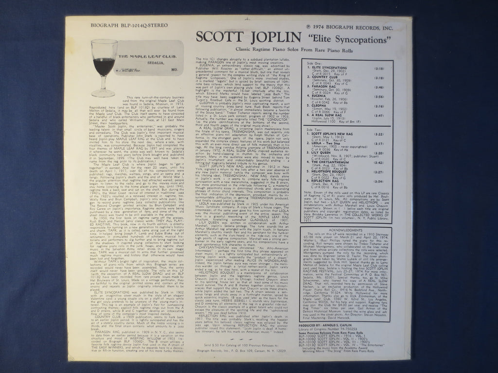 Scott Joplin – Elite Syncopations (1974) Vinyl LP