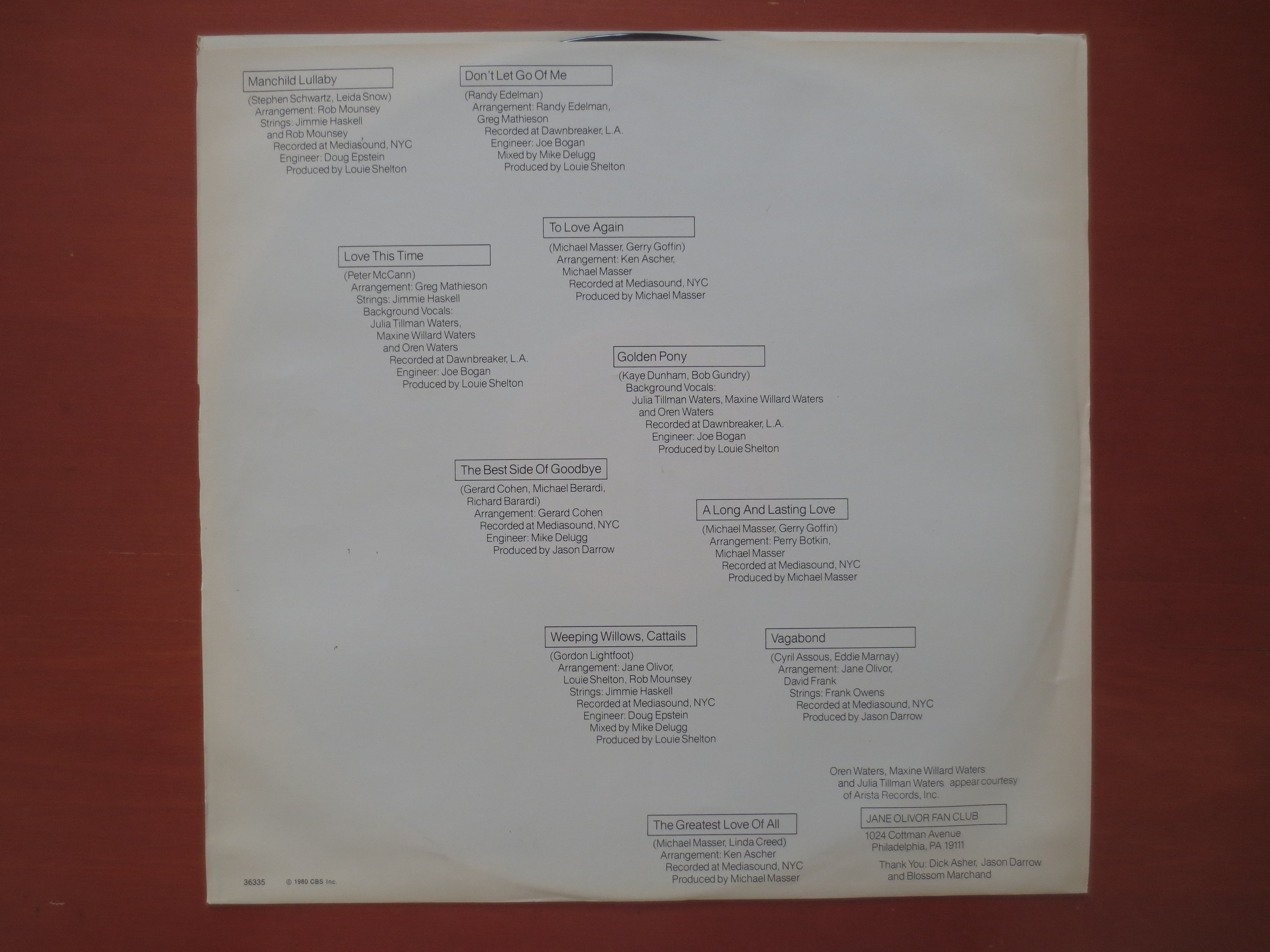 Jane Olivor – The Best Side of Goodbye (1980) Vinyl LP
