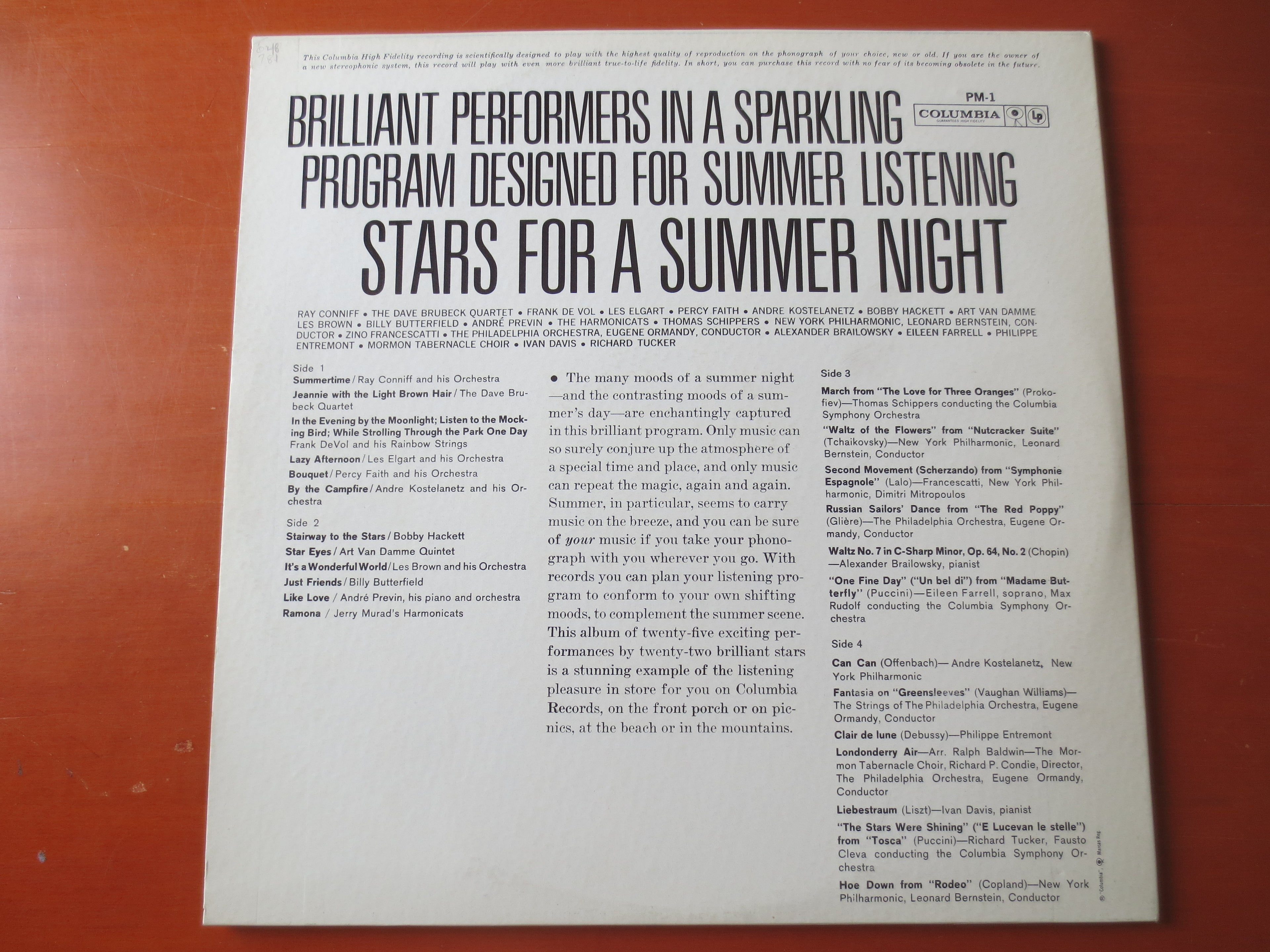 STARS For A SUMMER NIGHT, Columbia Records, Jazz Records, Swing Records, Swing Lps, Vinyl, Vintage Vinyl, Lps, 1961 Records