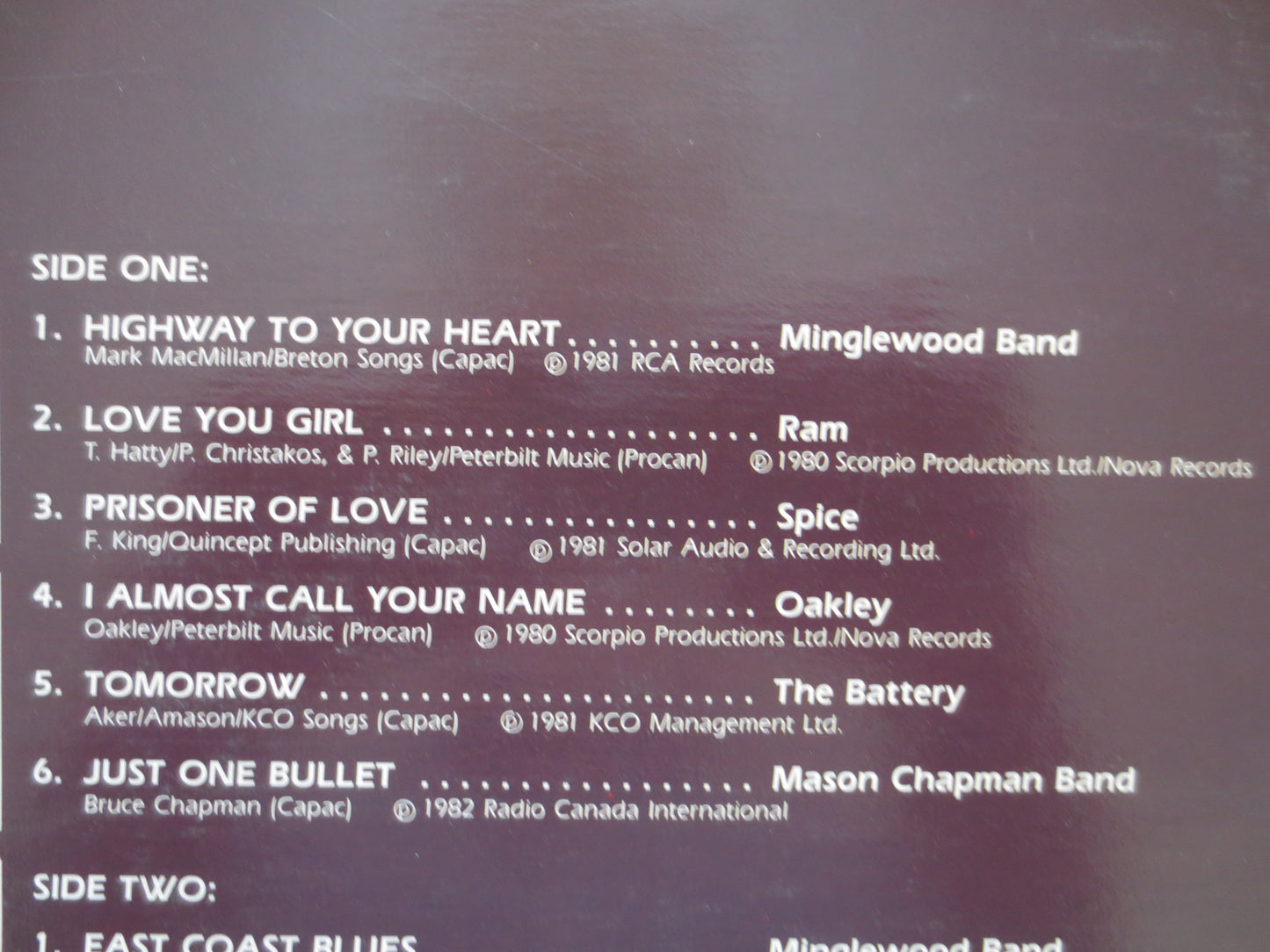 EASTERN ALLIANCE, Mason Chapman Band, MINGLEWOOD Band, Dutch Mason, The Battery, Sam Moon, Oakley, Titan, Ram, 1982 Records