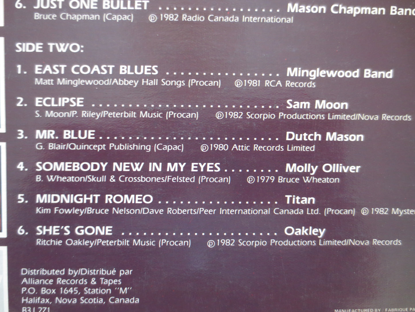 EASTERN ALLIANCE, Mason Chapman Band, MINGLEWOOD Band, Dutch Mason, The Battery, Sam Moon, Oakley, Titan, Ram, 1982 Records