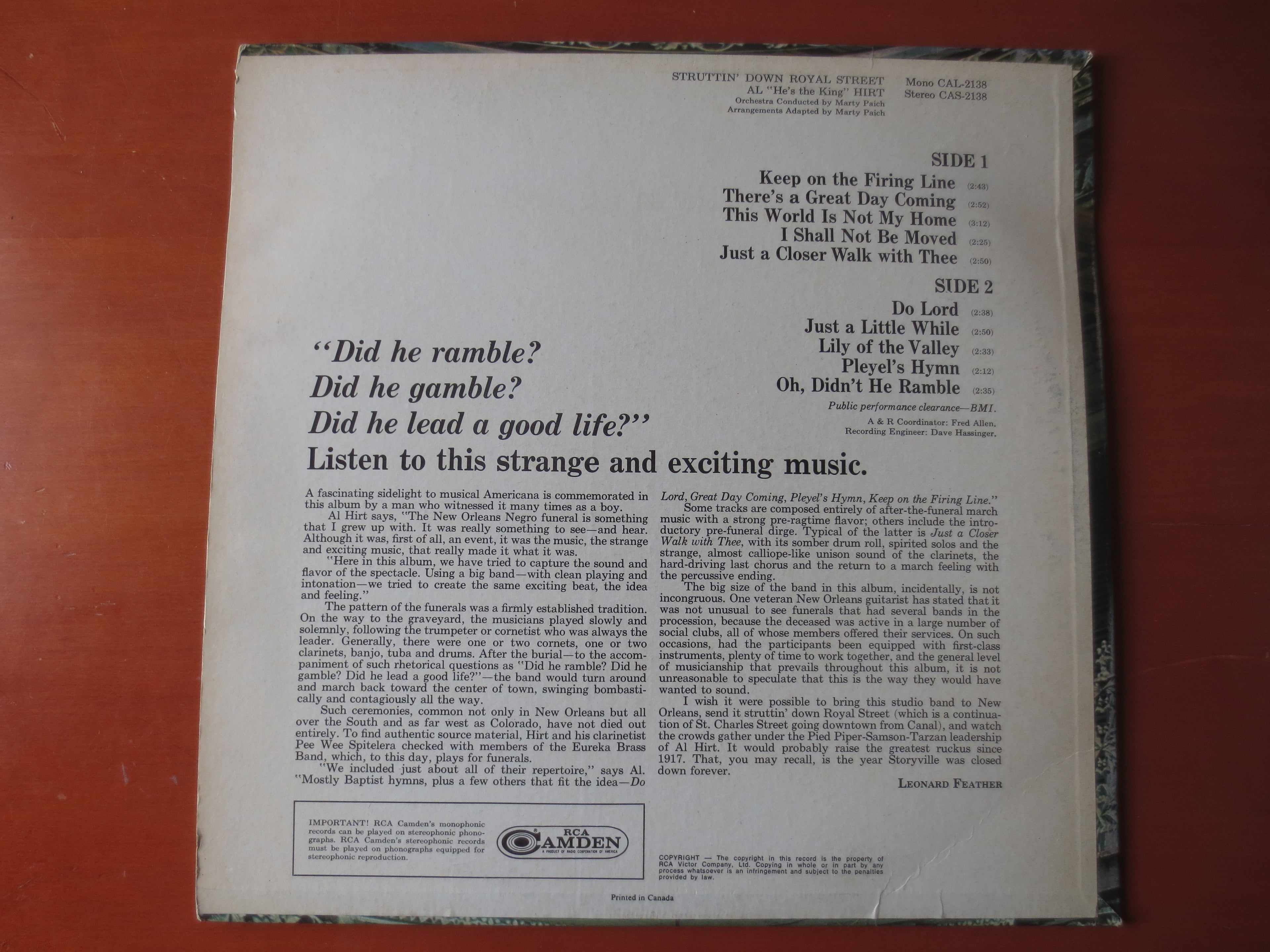 Al Hirt – Struttin' Down Royal Street (1967) Vinyl LP