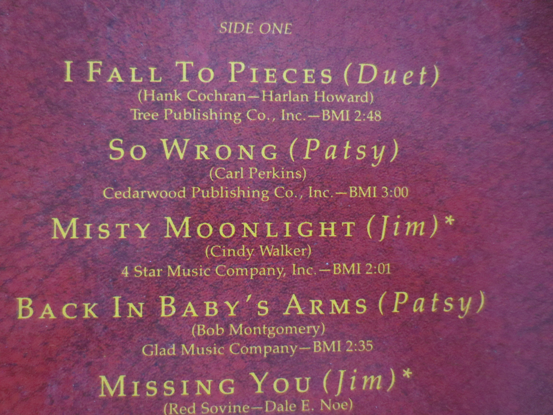 Patsy Cline & Jim Reeves – Remembering (1982) Vinyl LP