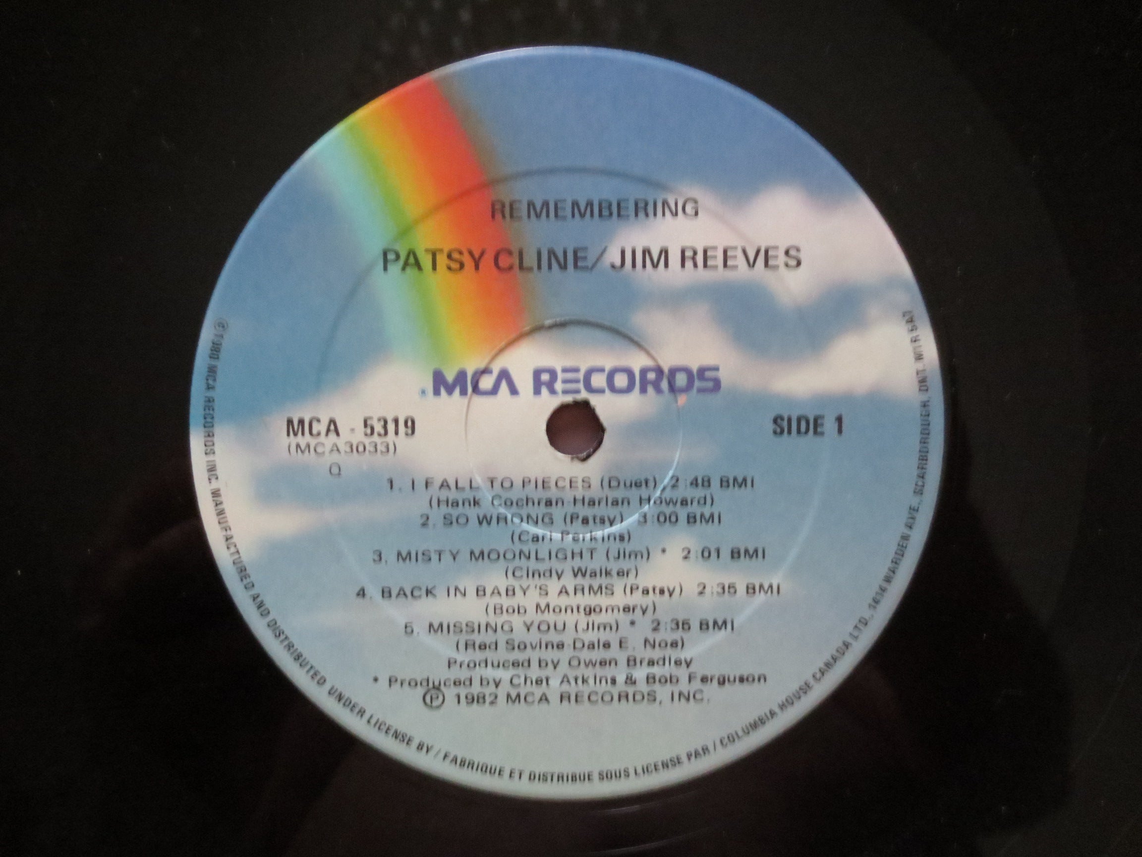 Patsy Cline & Jim Reeves – Remembering (1982) Vinyl LP