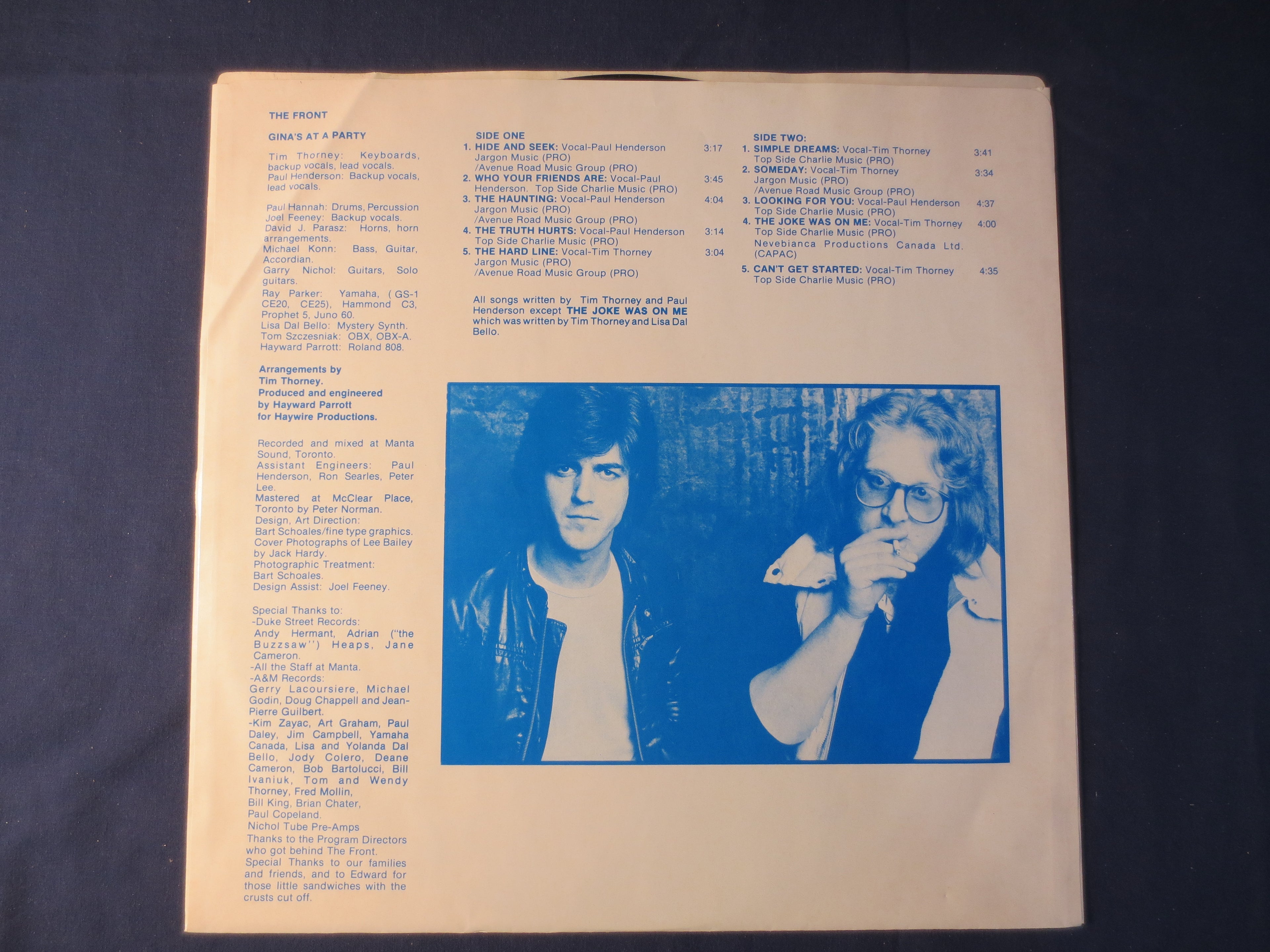 The Front – Gina's at a Party (1983) Vinyl LP