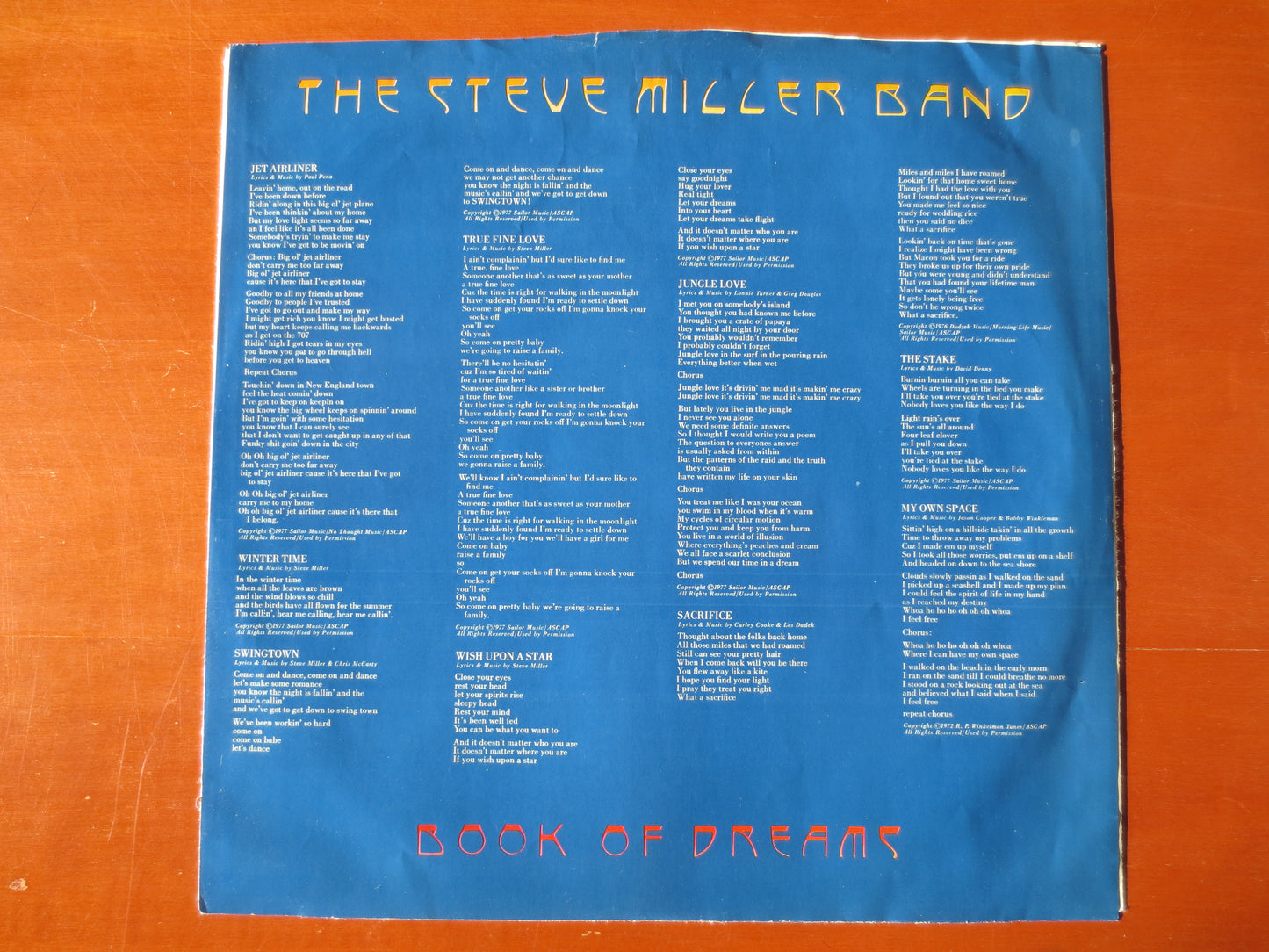 STEVE MILLER, Book of DREAMS, Rock Record, Vintage Vinyl, Record Vinyl, Records, Vinyl Record, Vinyl Album, 1977 Records