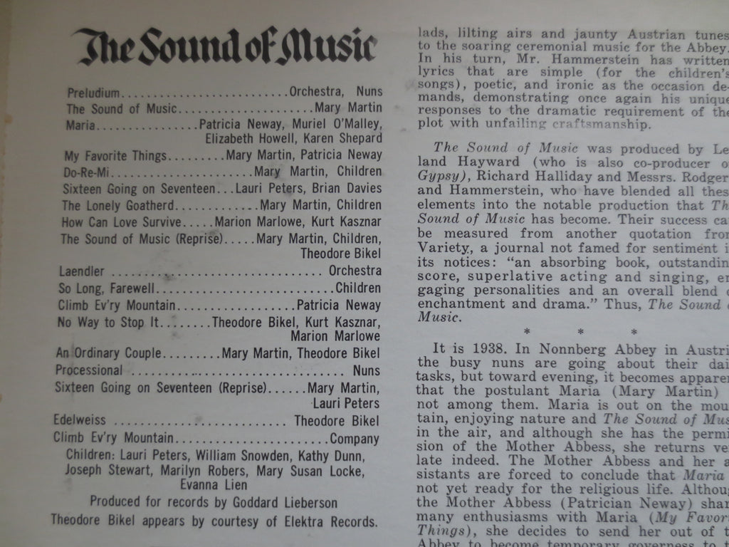 Mary Martin – The Sound of Music (Original Broadway Cast, 1959) Vinyl LP