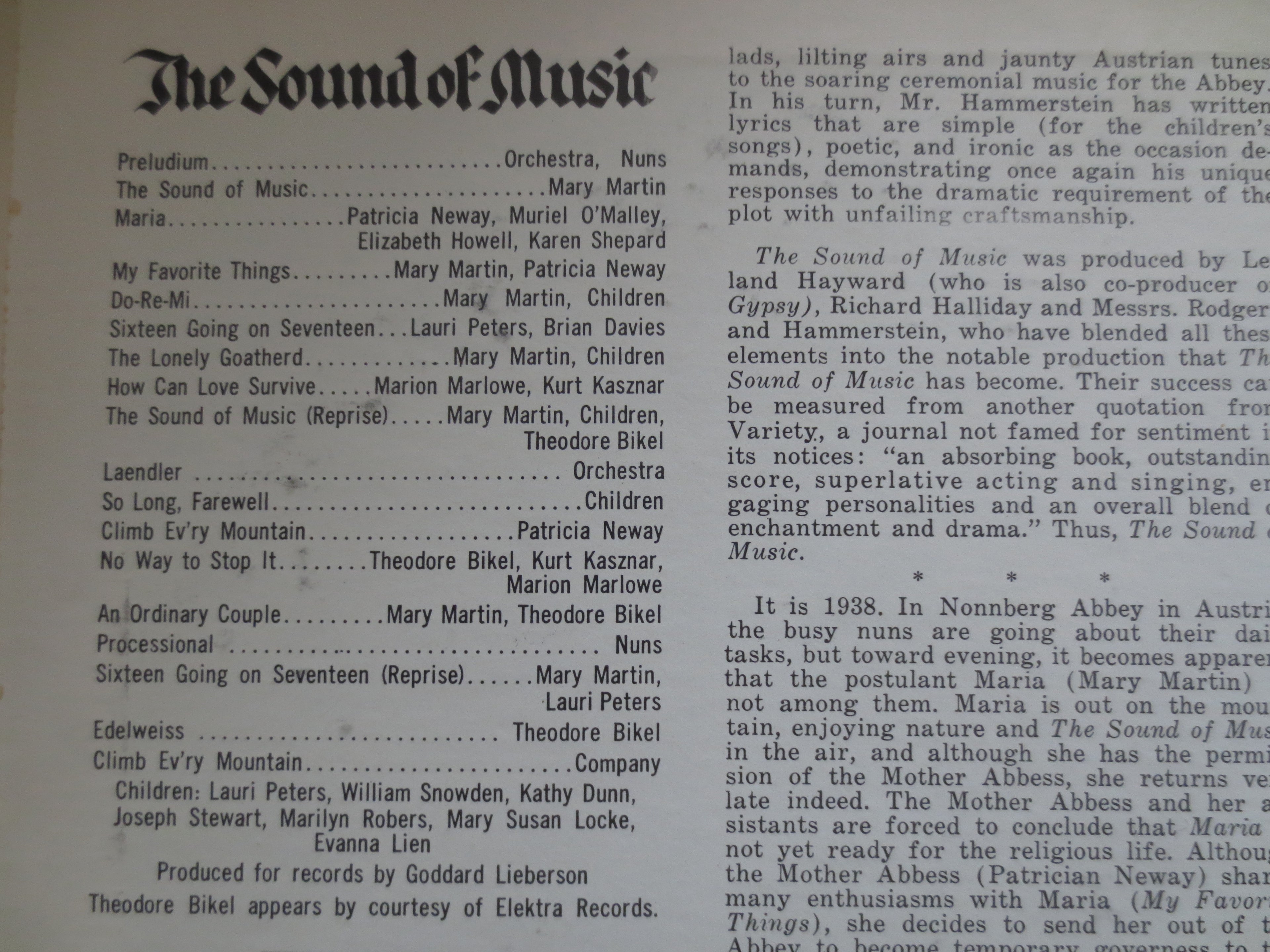 Mary Martin – The Sound of Music (Original Broadway Cast, 1959) Vinyl LP