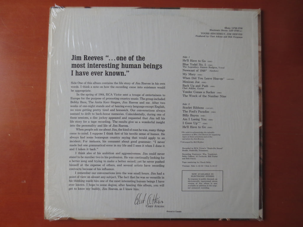 Jim Reeves – Yours Sincerely (1966) Vinyl LP
