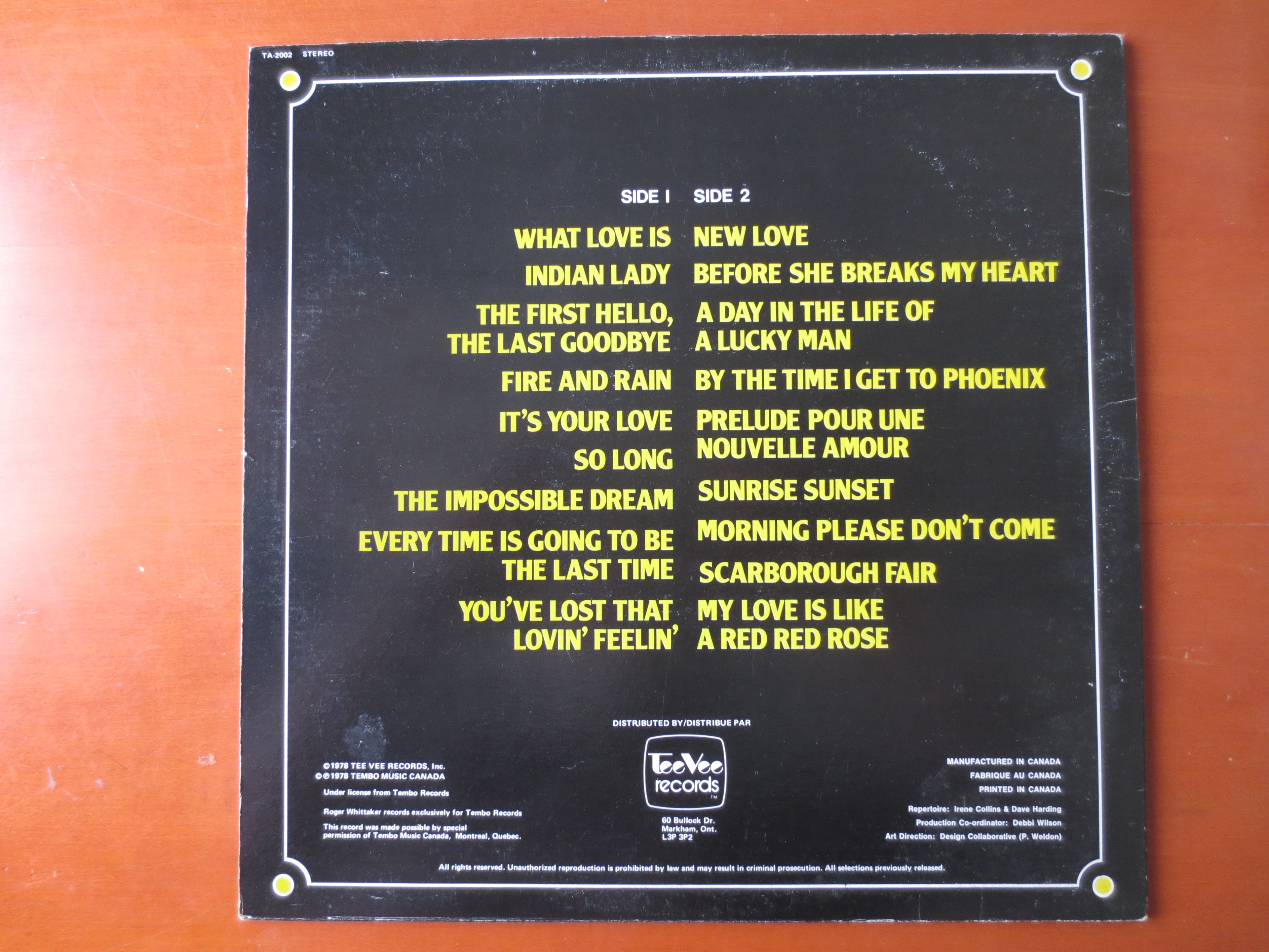 Roger Whittaker – All My Love (1978) Vinyl LP