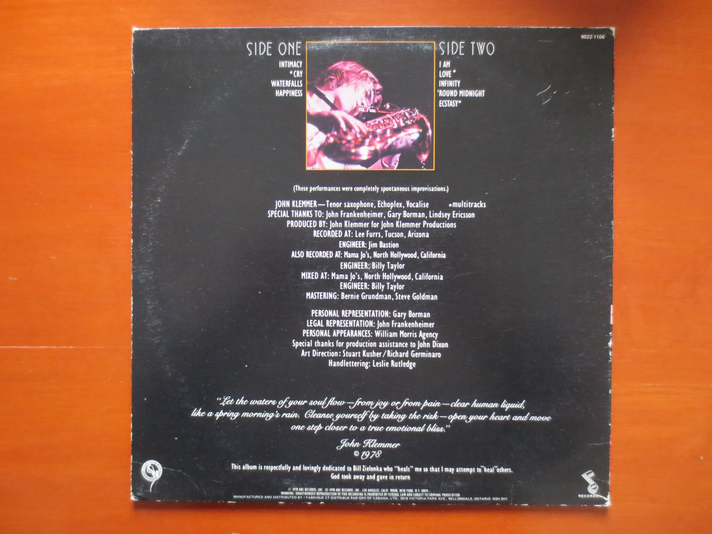 JOHN KLEMMER, CRY Album, John KlemmerRecord, John Klemmer Album, John Klemmer Vinyl, John Klemmer Lp, Vinyl, 1978 Records