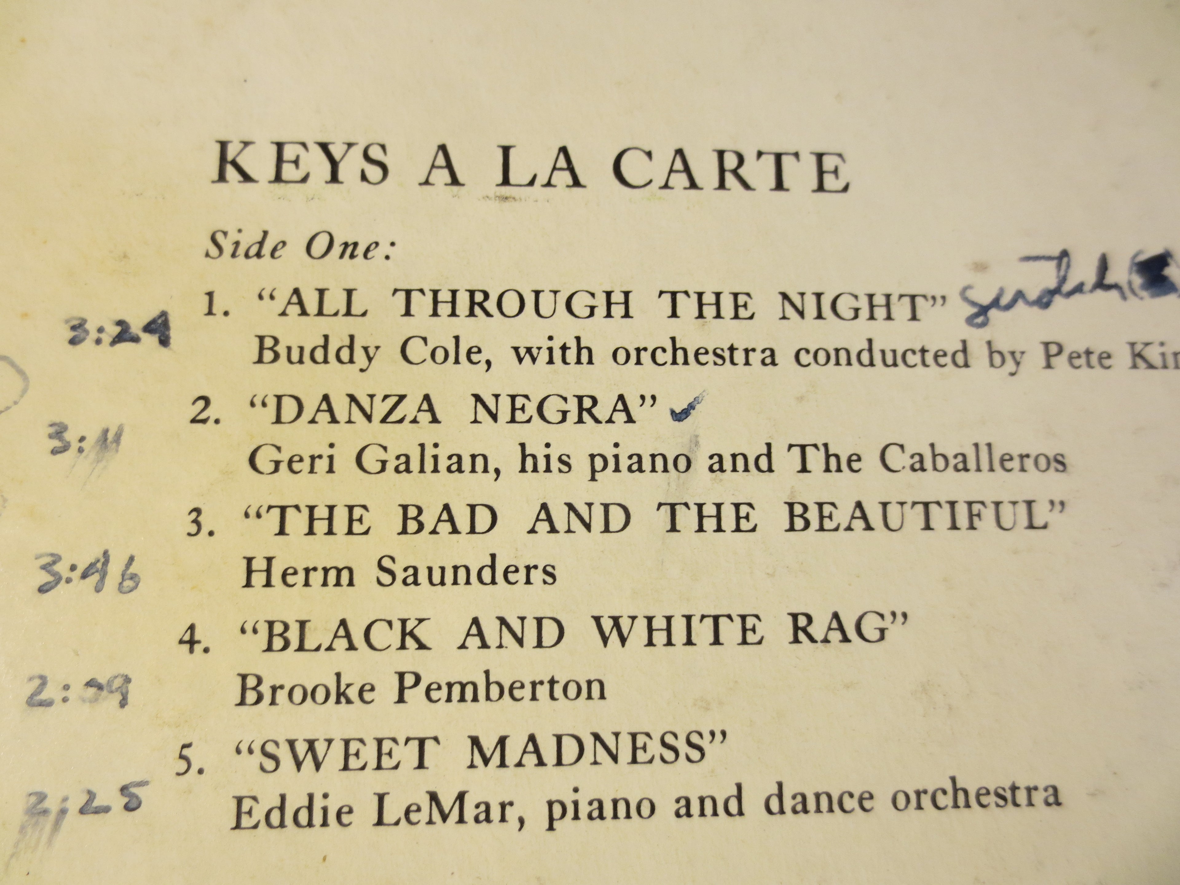 Keys à la Carte – Warner Brothers Sampler Vinyl LP