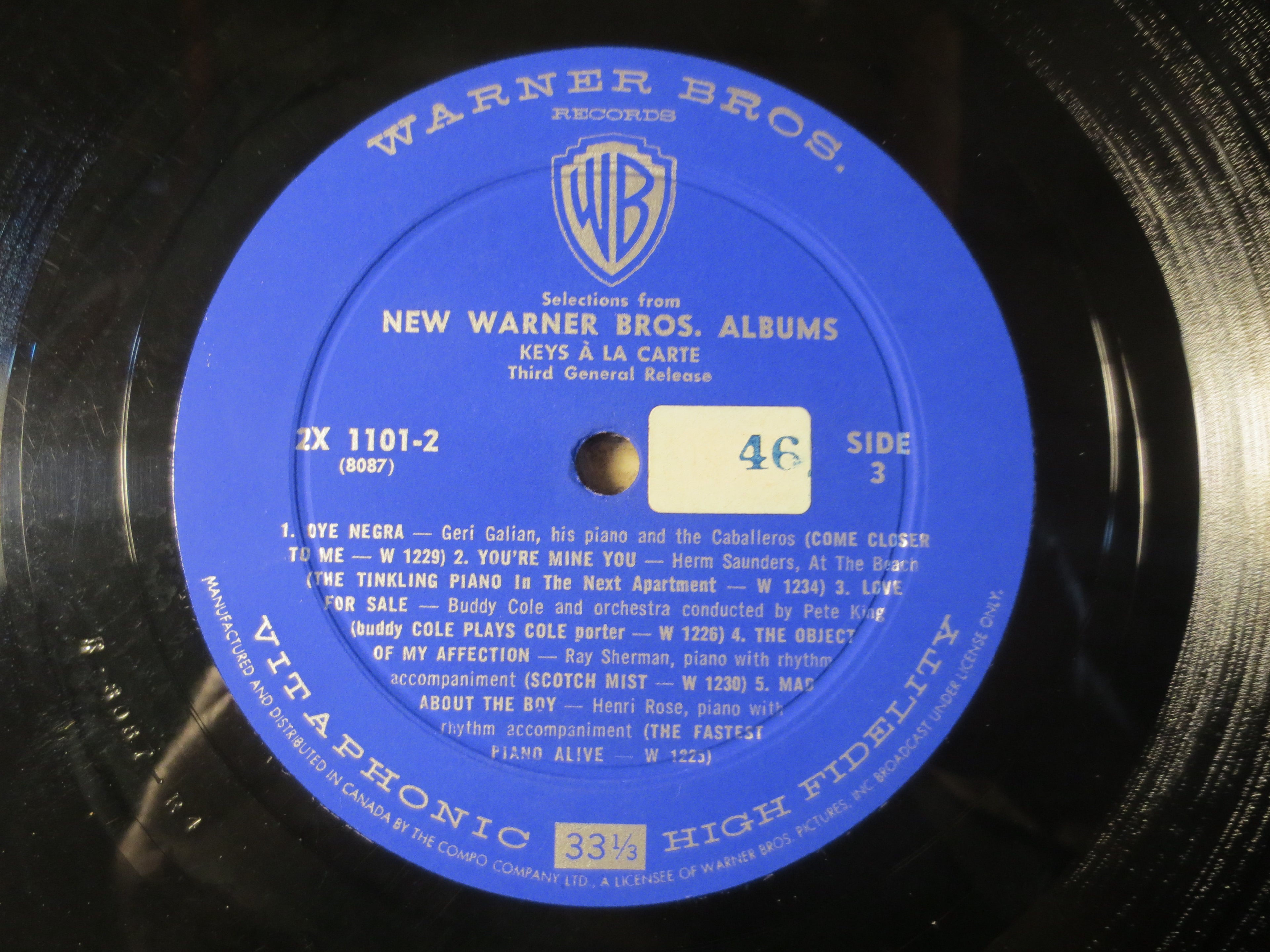 Keys à la Carte – Warner Brothers Sampler Vinyl LP
