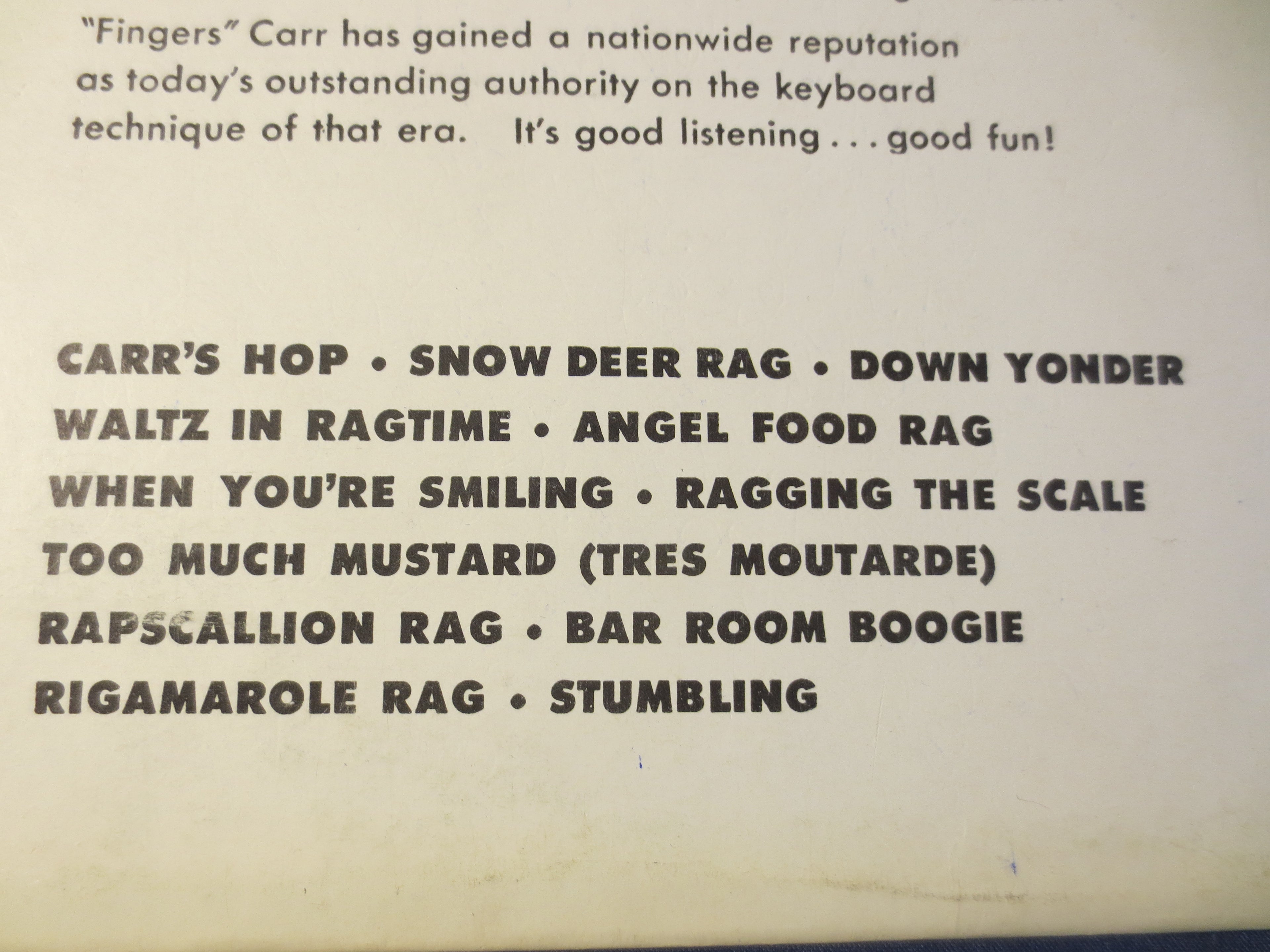 Joe "Fingers" Carr – Bar Room Piano (1951) Vinyl LP
