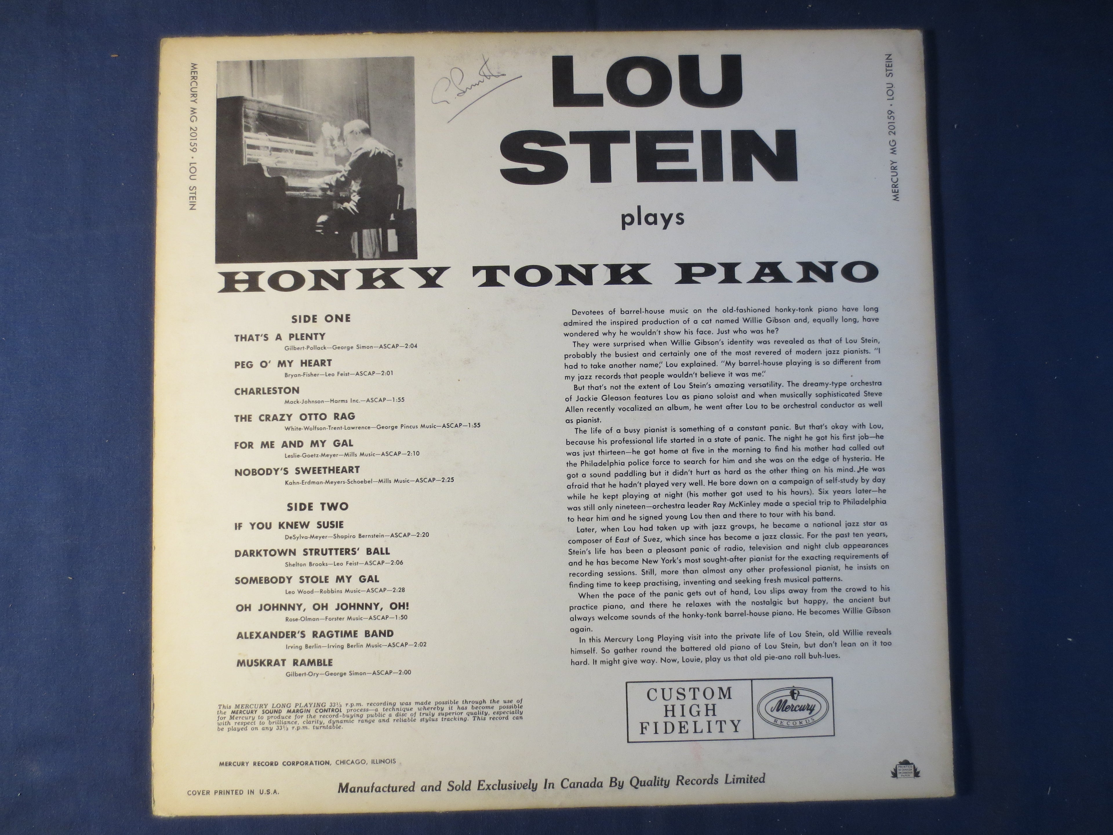Lou Stein – Honky Tonk Piano (1956) Vinyl LP