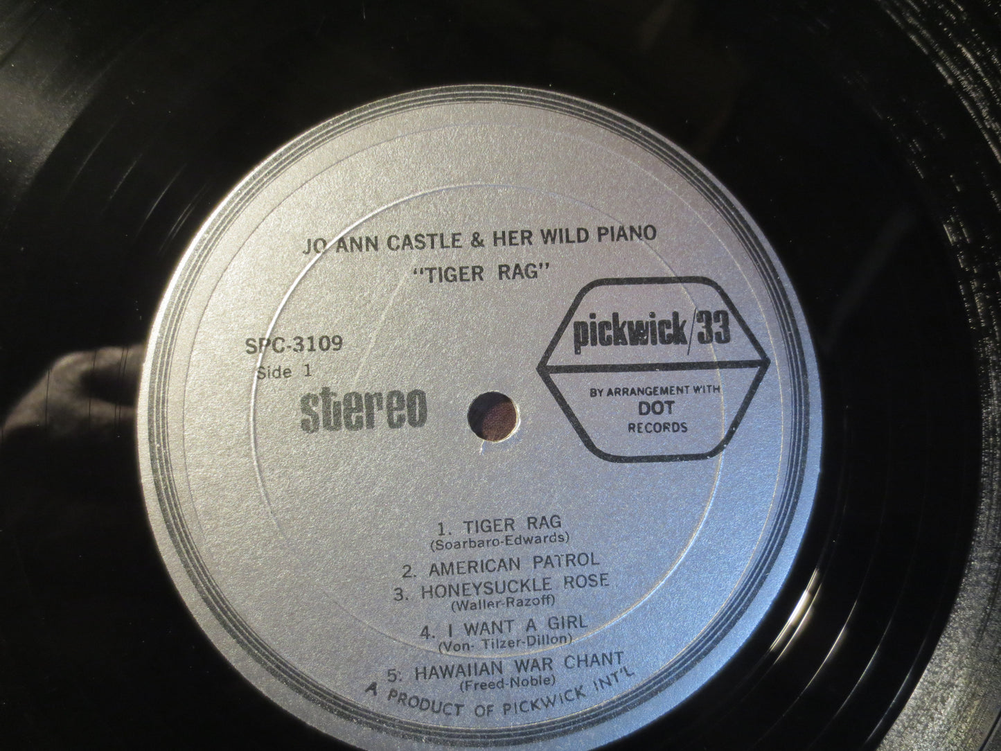 JO ANN CASTLE, Tiger Rag, Ragtime Records, Honky Tonk Records, Vintage Record, Record Vinyl, Vinyl Record, Lp, 1967 Records